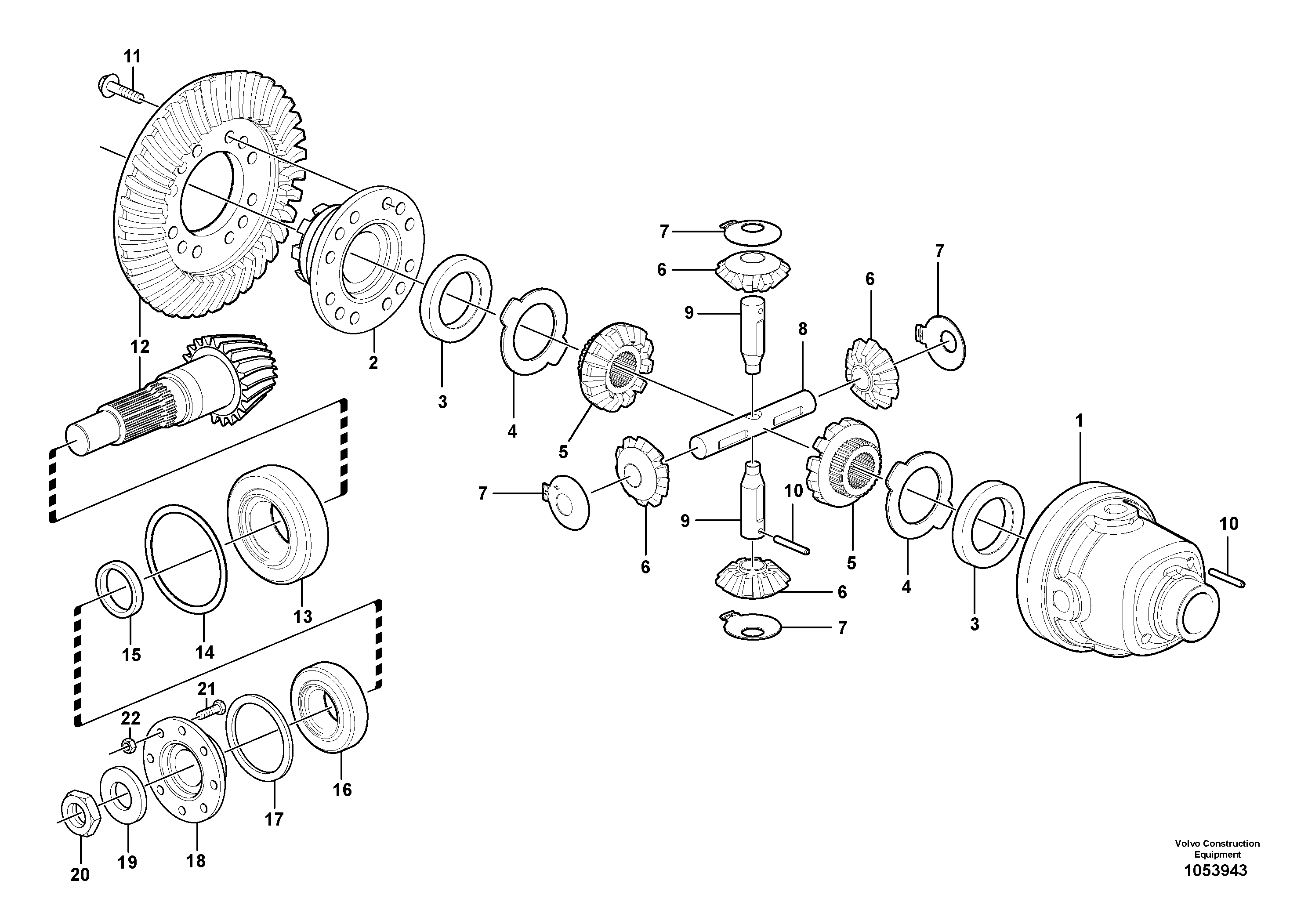 Схема запчастей Volvo L30B - 55907 Differential carrier - assy rear axle L30B TYPE 182, 183, 185 SER NO 3000 -