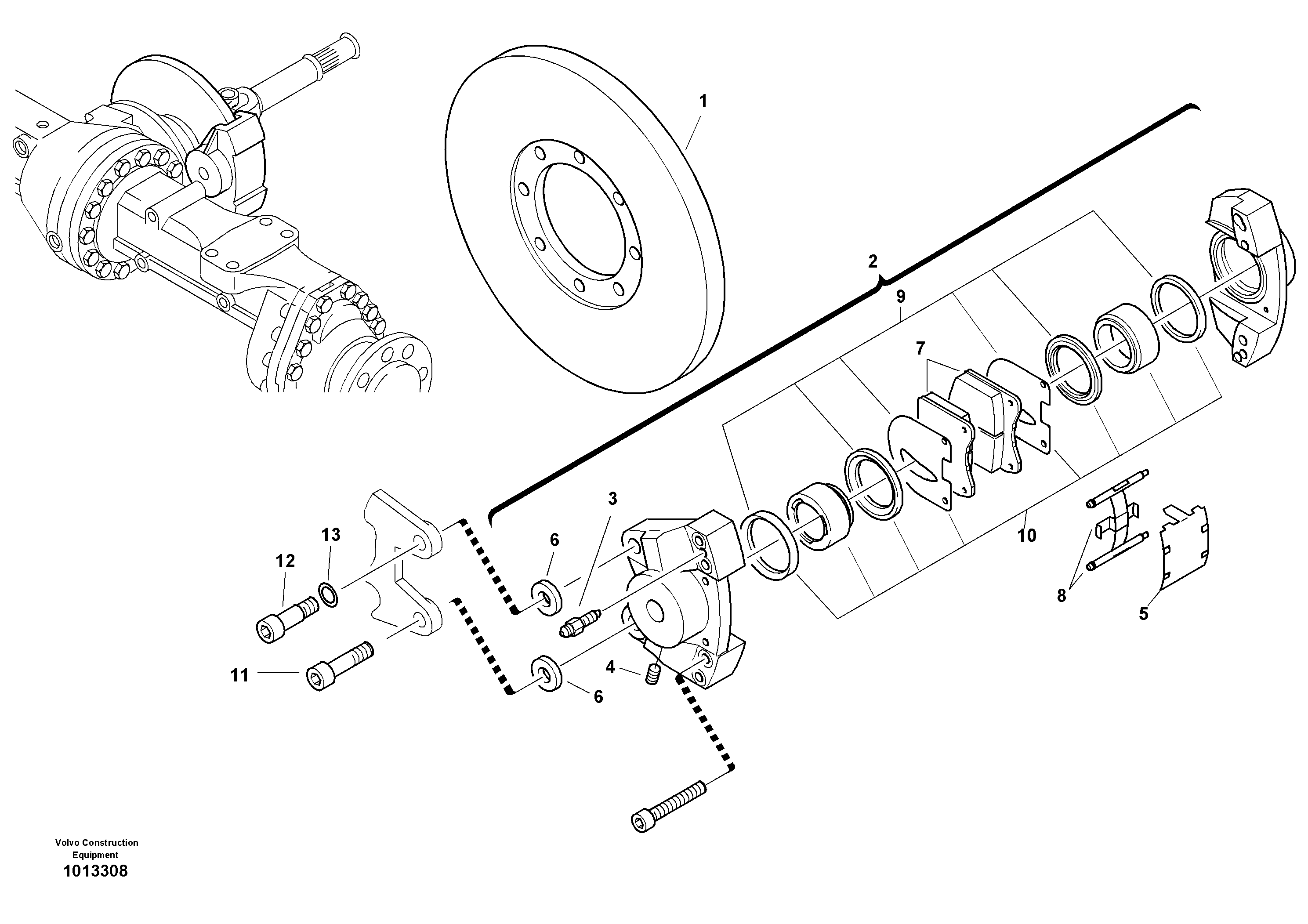 Схема запчастей Volvo L30B - 18285 Central brake L30B TYPE 182, 183, 185 SER NO 3000 -
