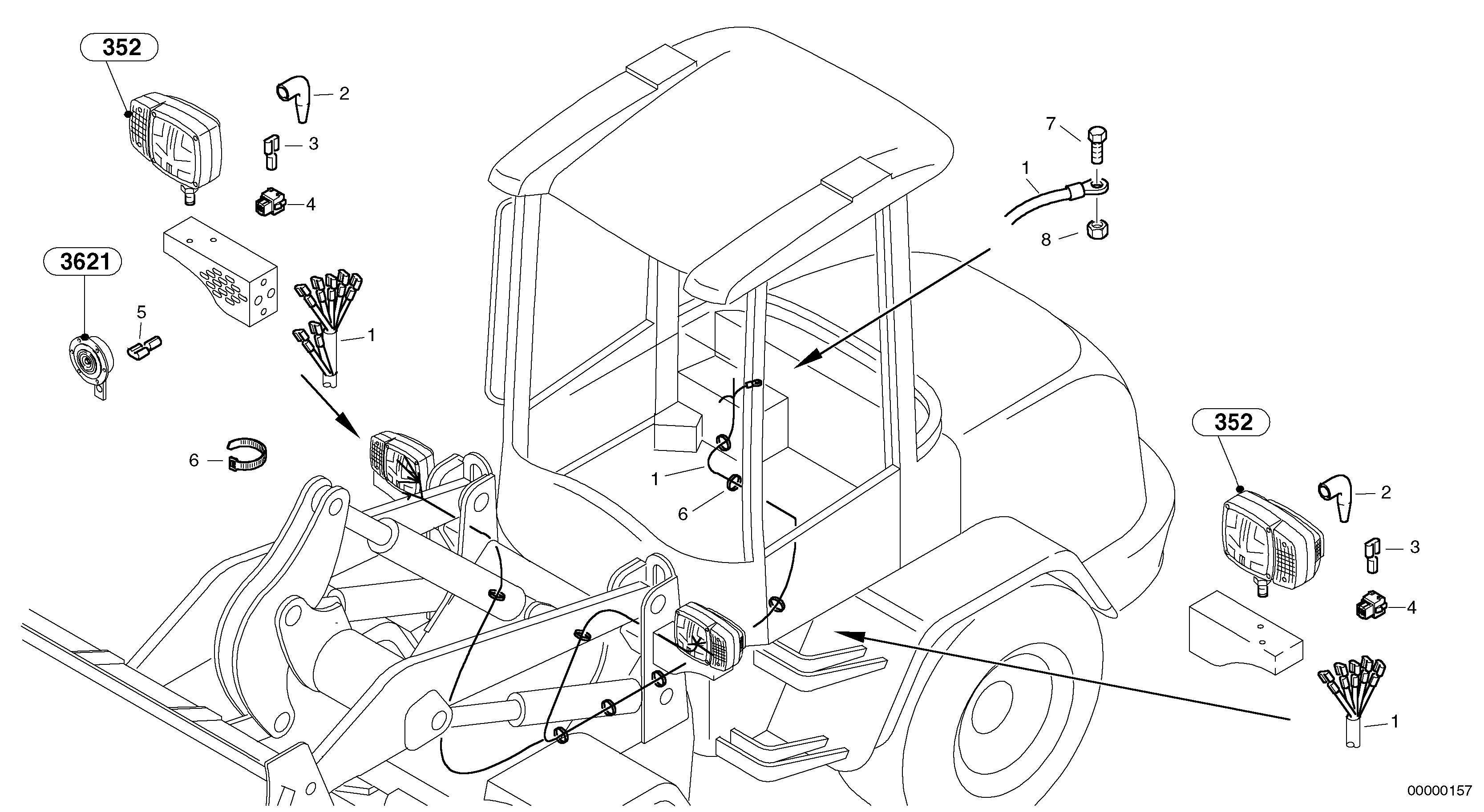 Схема запчастей Volvo L30B - 38828 Cable tree, front L30B TYPE 183, 185 SER NO - 2999