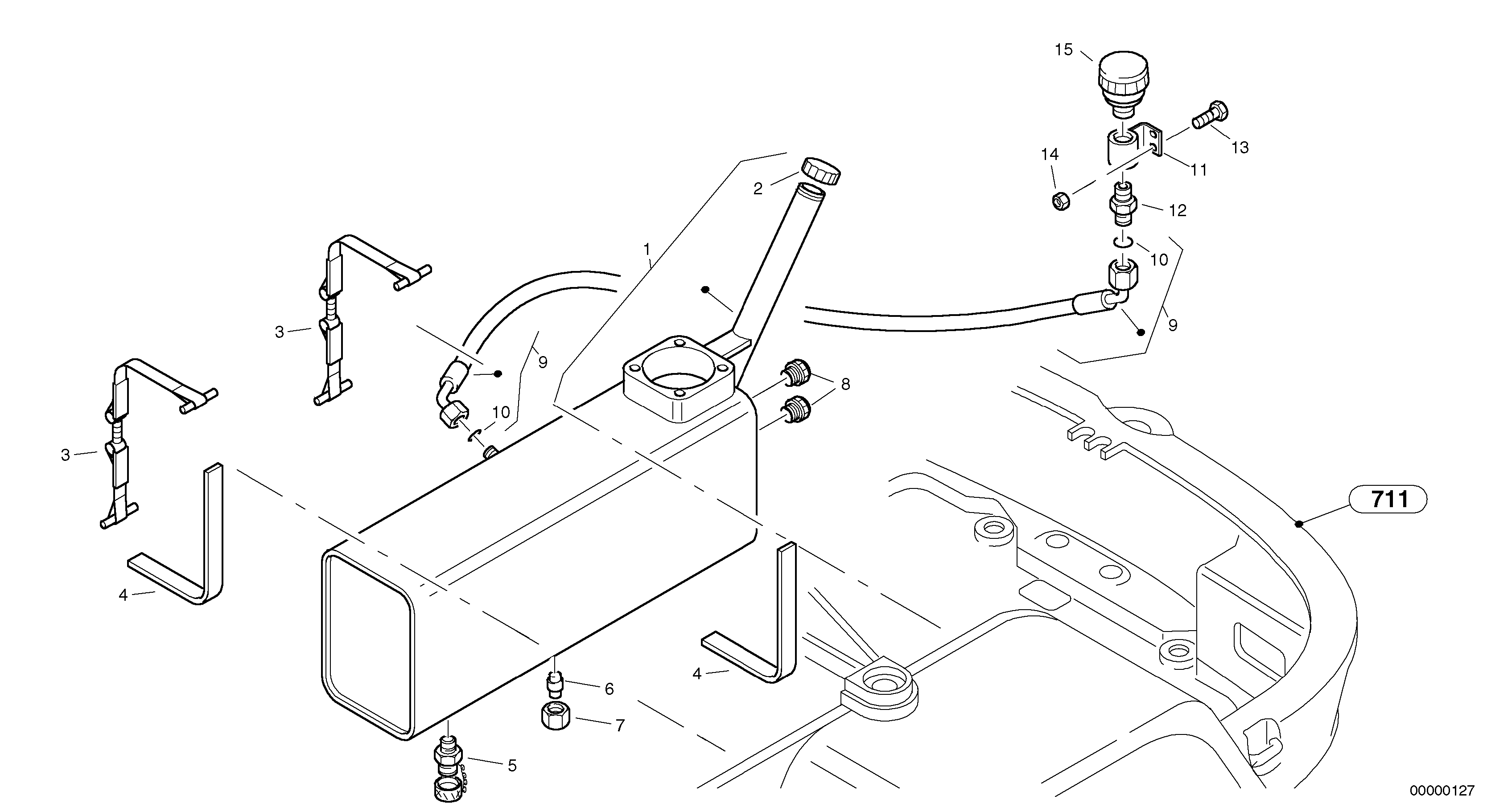Схема запчастей Volvo L30B - 90107 Гидробак L30B TYPE 182, 183, 185 SER NO 3000 -