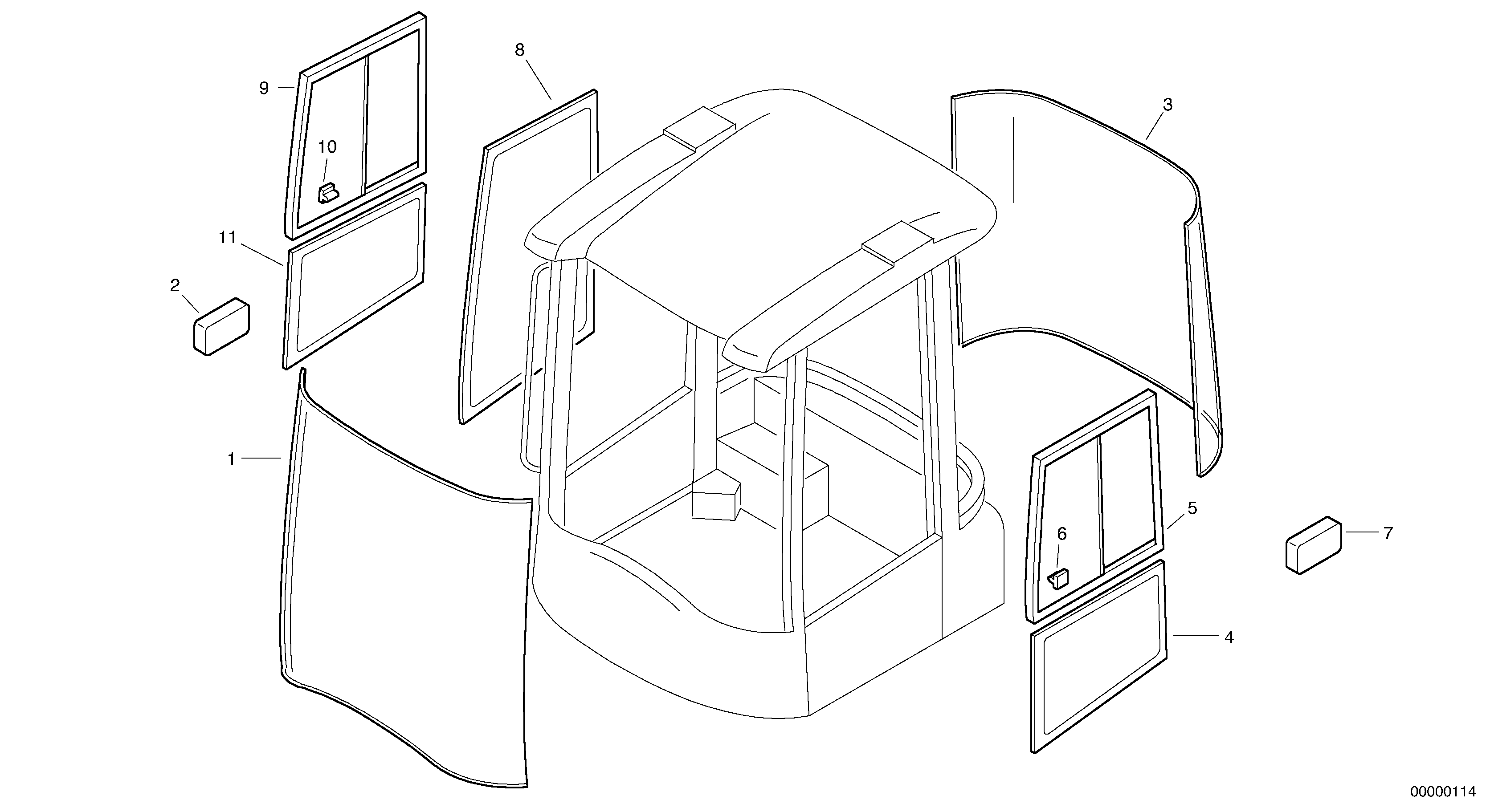 Схема запчастей Volvo L35B - 53391 Window pane L35B TYPE 186, 187, 188, 189 SER NO - 2999