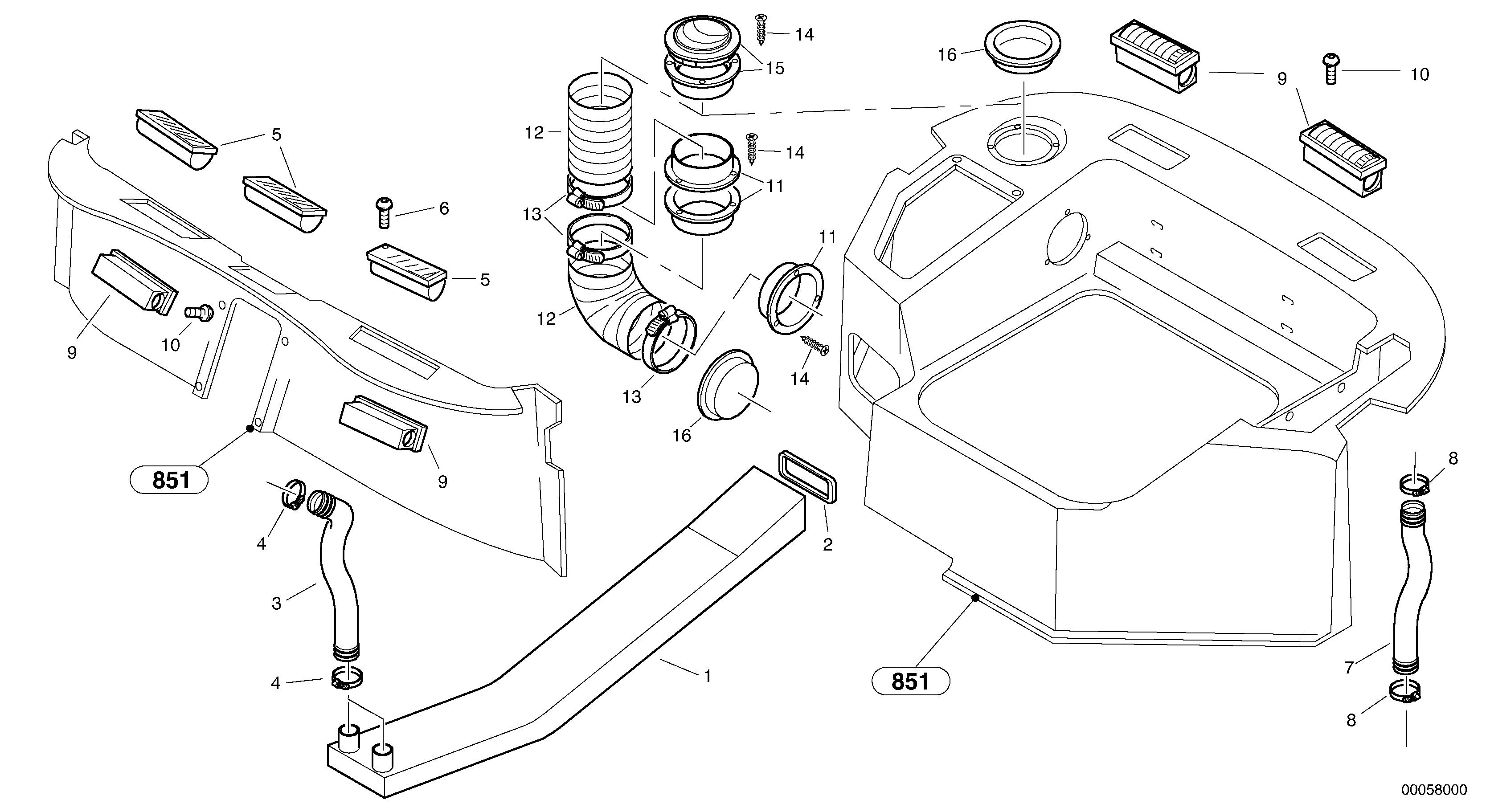 Схема запчастей Volvo L35B - 7916 Air guide L35B TYPE 186, 187, 188, 189 SER NO - 2999