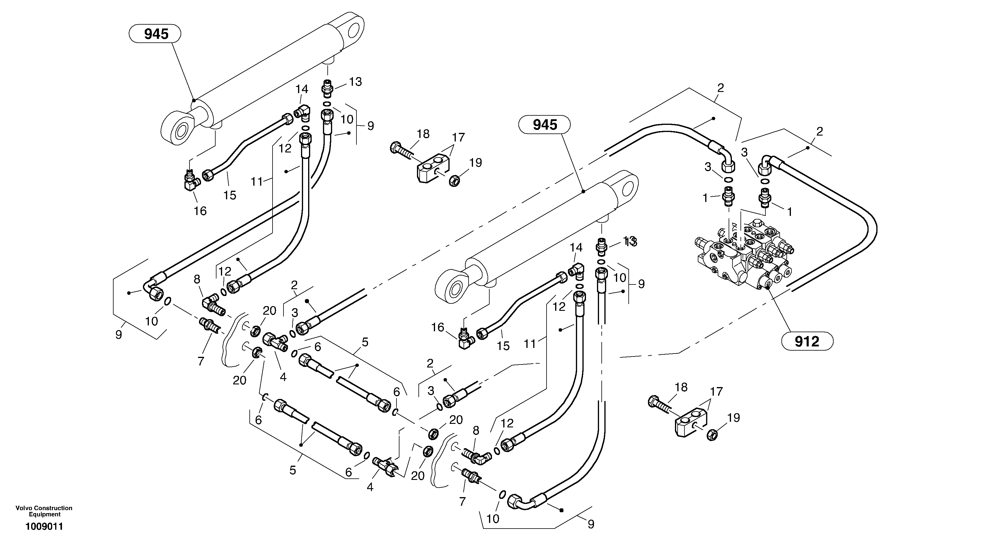 Схема запчастей Volvo L35B - 82268 Hydraulic lines - lift hydraulic L35B S/N186/187/188/1893000 - 6000