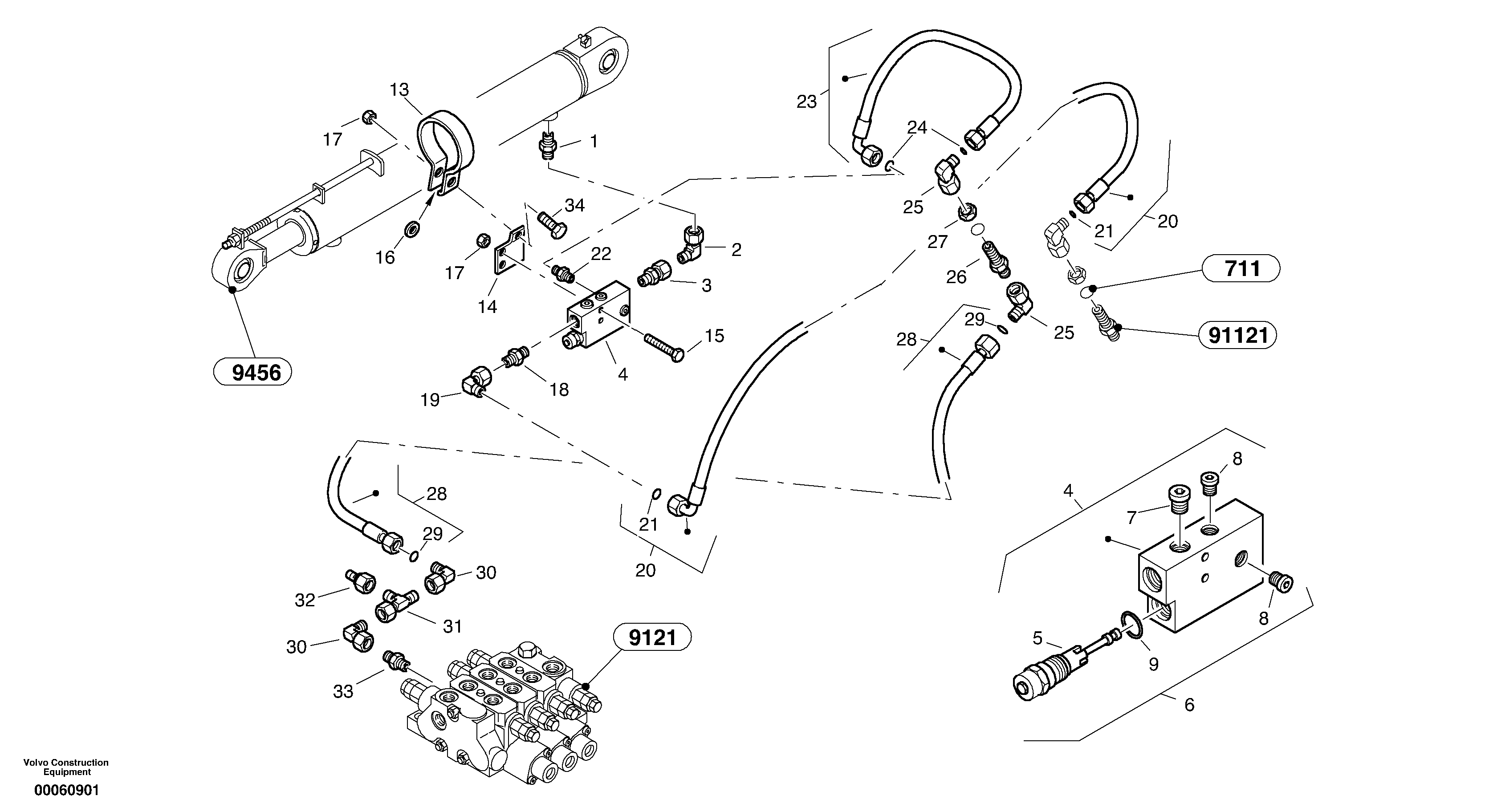 Схема запчастей Volvo L35B - 15909 Line fracture safety - Tilt L35B TYPE 186, 187, 188, 189 SER NO - 2999