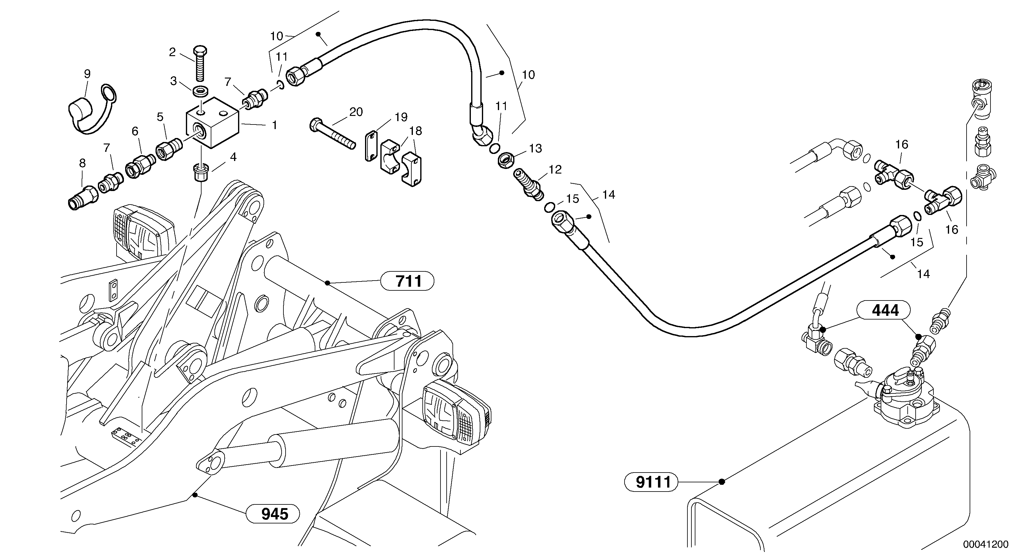 Схема запчастей Volvo L35B - 55906 Leakage line - Option L35B TYPE 186, 187, 188, 189 SER NO - 2999