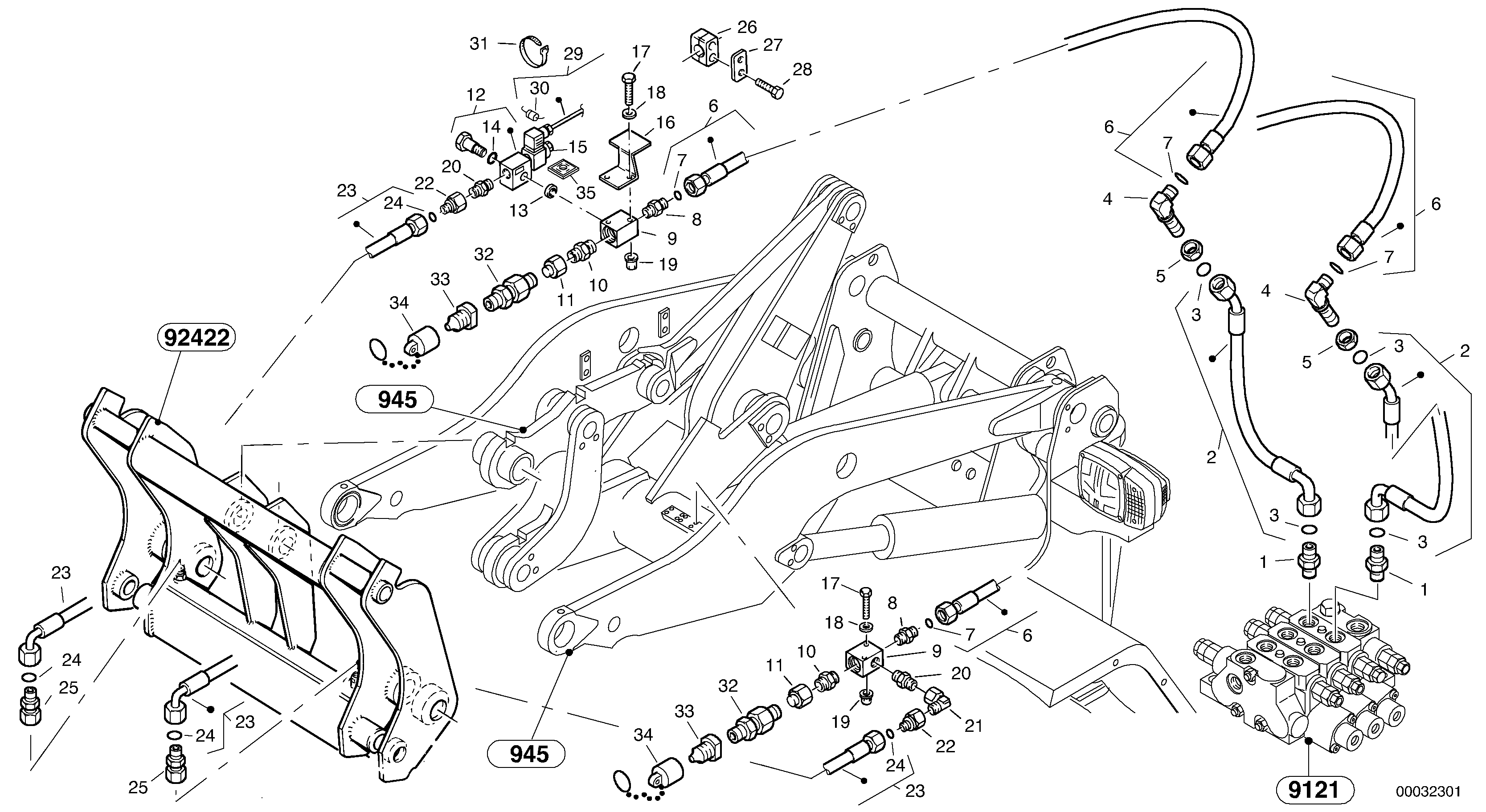 Схема запчастей Volvo L35B - 59226 Lines to attachment mounting plate - TPV L35B TYPE 186, 187, 188, 189 SER NO - 2999