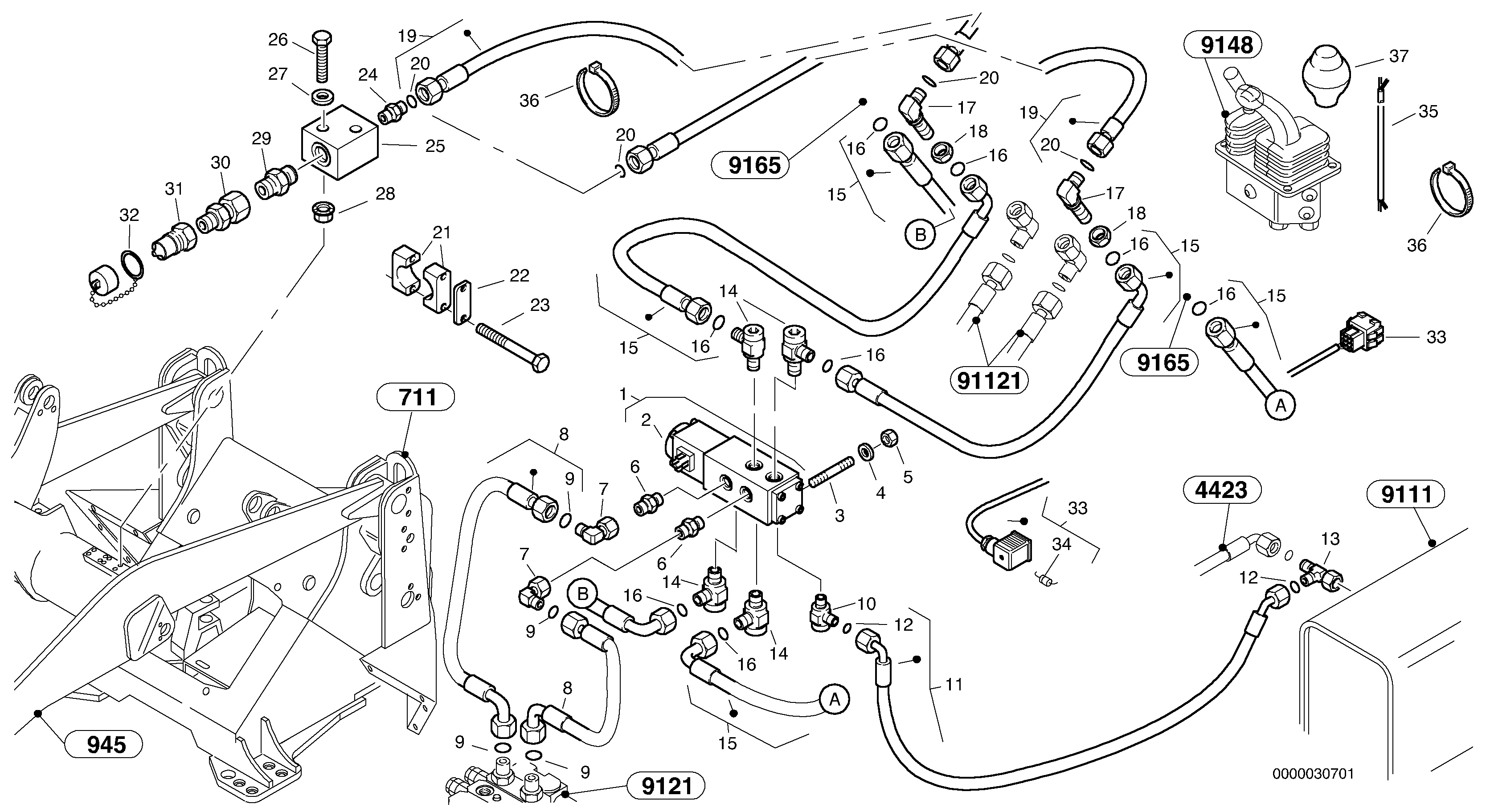 Схема запчастей Volvo L35B - 59227 Hydraulic function - Nr. 4 L35B TYPE 186, 187, 188, 189 SER NO - 2999