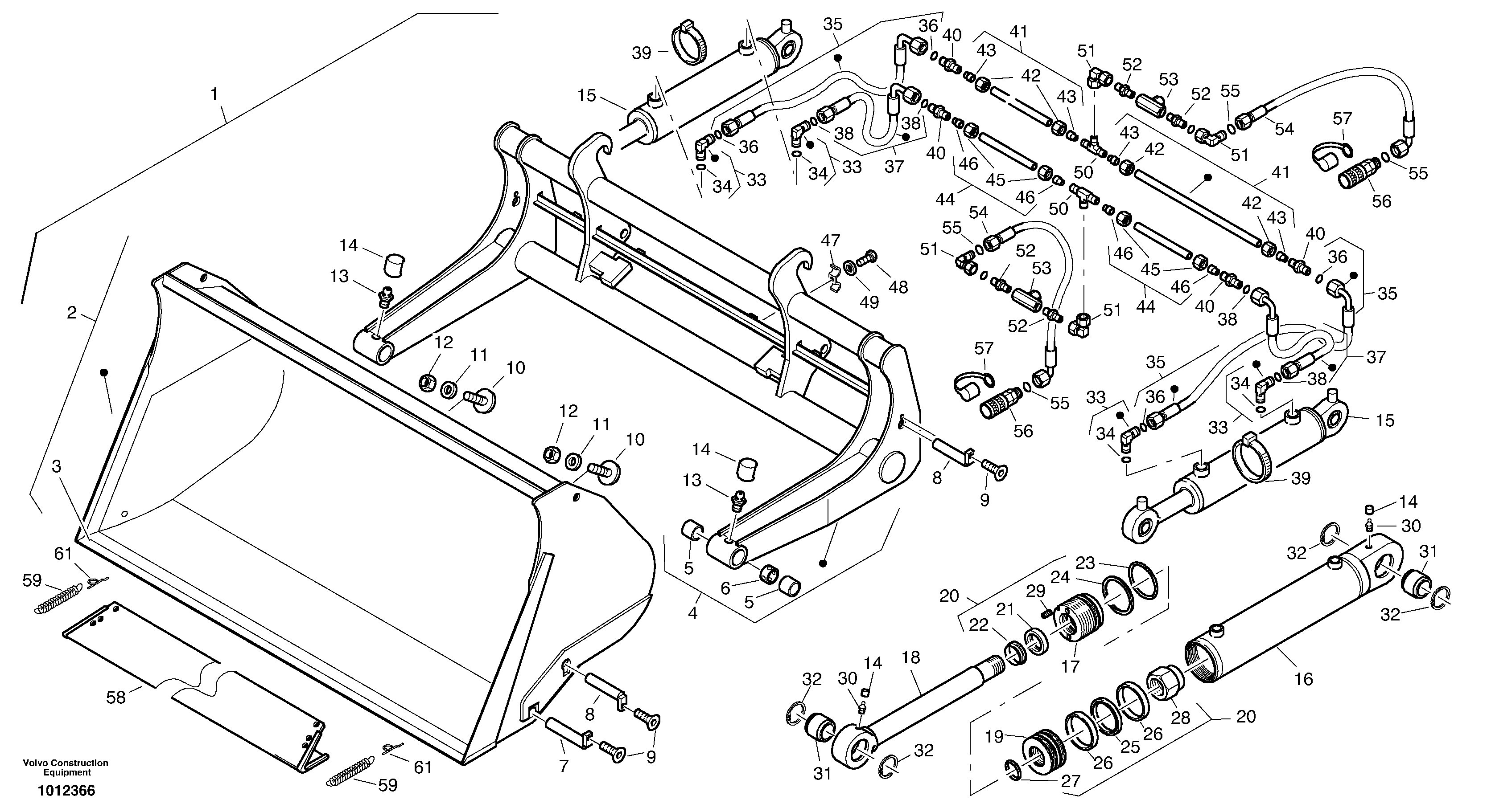 Схема запчастей Volvo L35B - 61696 Tipping bucket - TPZ L35B TYPE 186, 187, 188, 189 SER NO - 2999