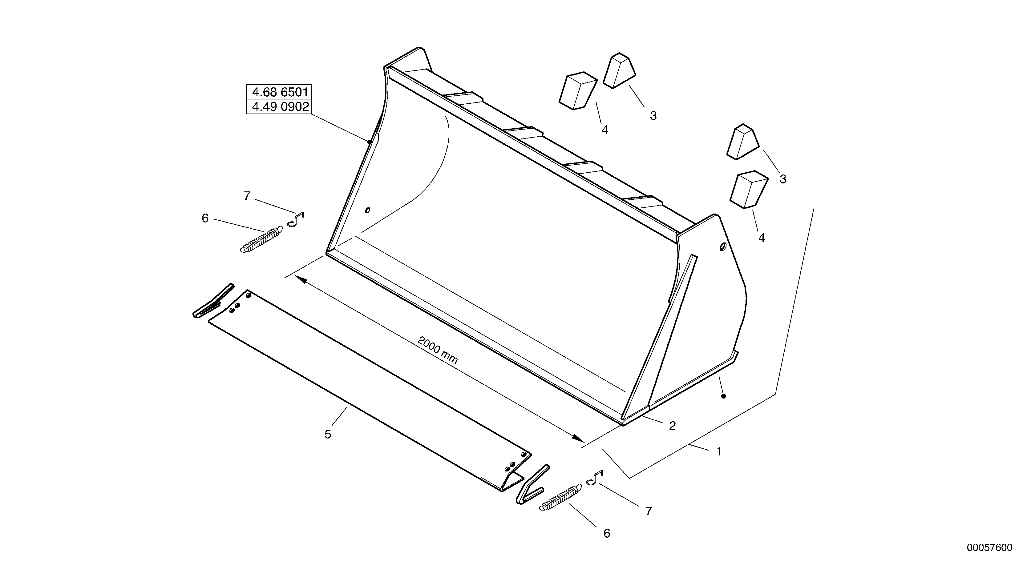 Схема запчастей Volvo L35B - 16265 Bucket without teeth - TPZ L35B TYPE 186, 187, 188, 189 SER NO - 2999