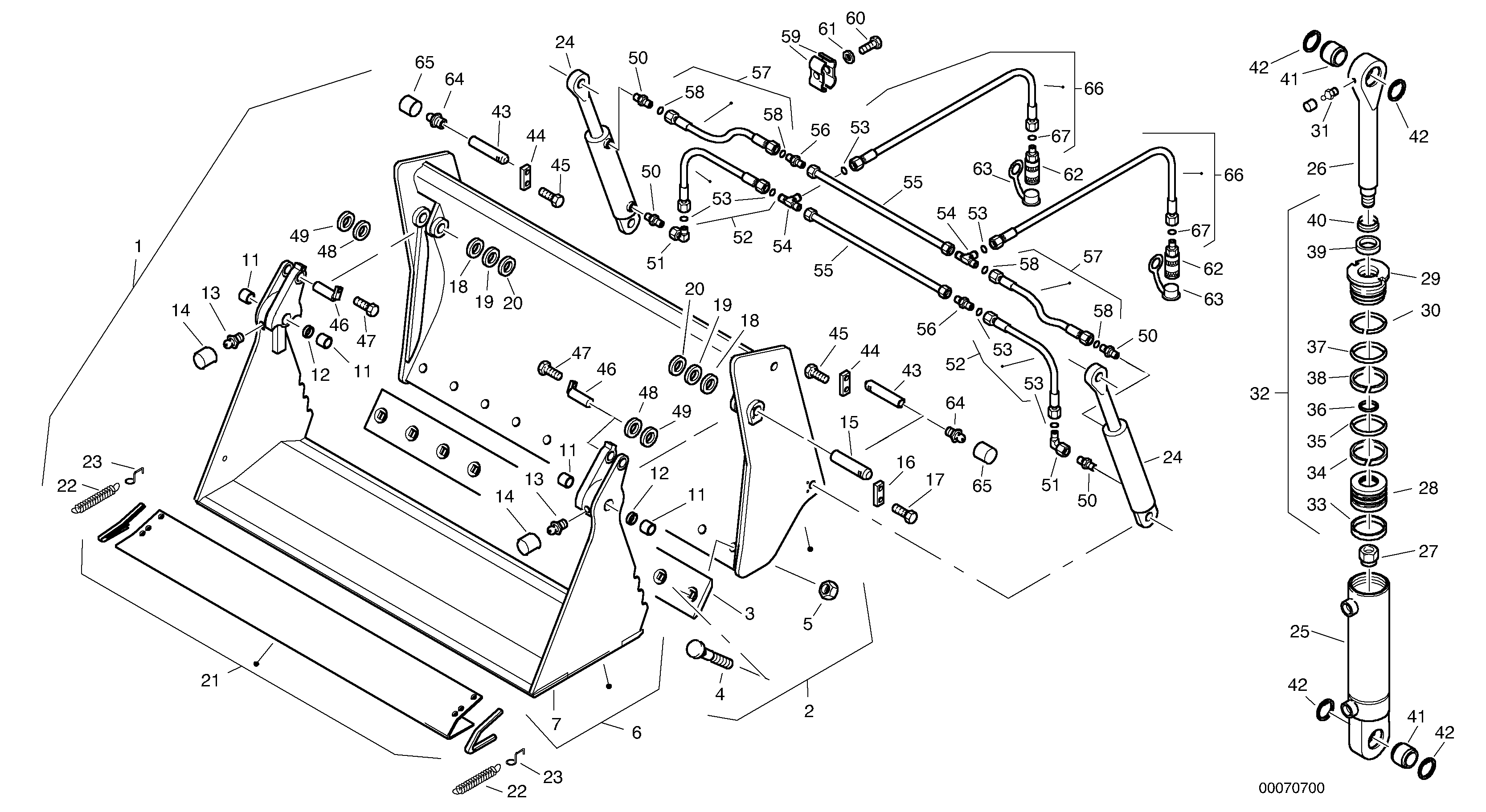 Схема запчастей Volvo L35B - 669 Combined bucket, 1.0 m? - 2000 mm broad without teeth L35B S/N186/187/188/1893000 - 6000