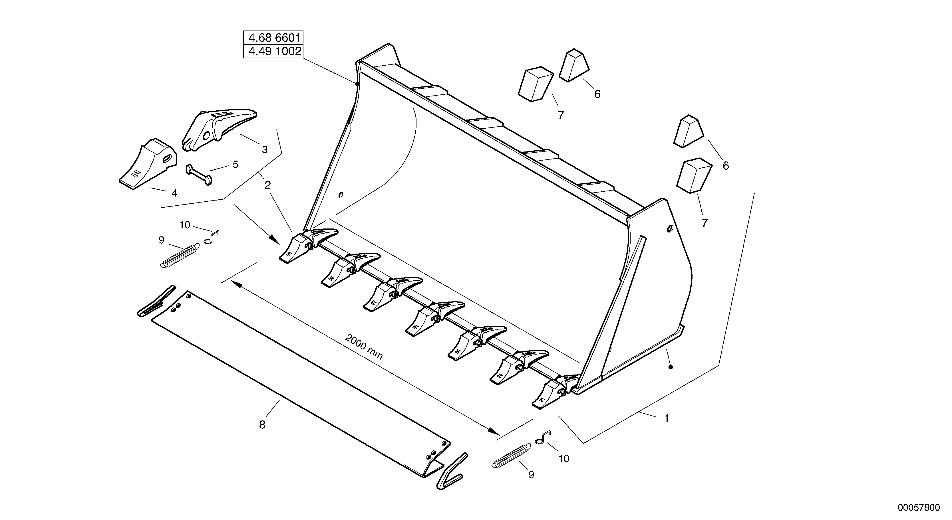 Схема запчастей Volvo L35B - 23677 Bucket with teeth - TPZ L35B TYPE 186, 187, 188, 189 SER NO - 2999