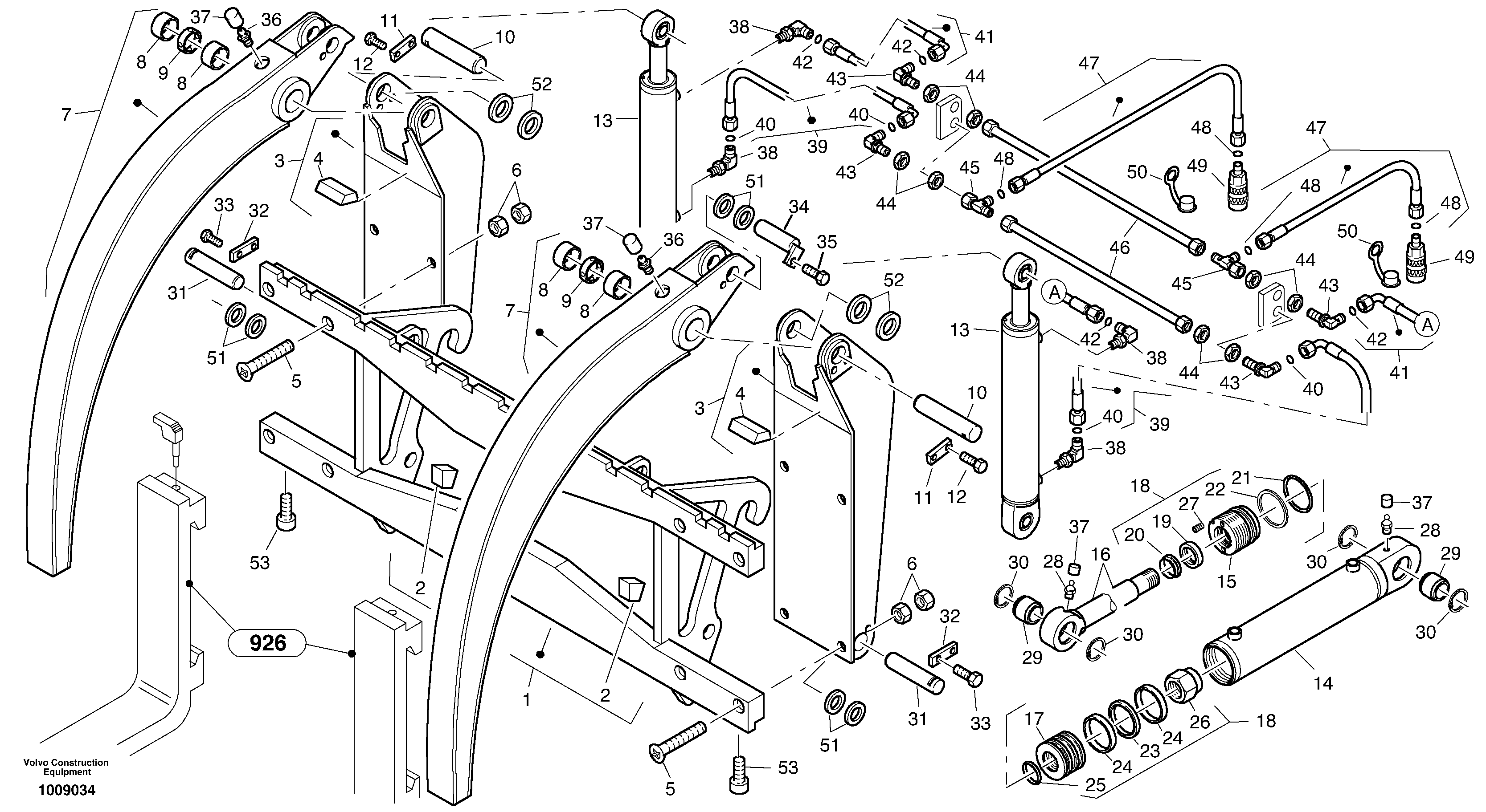 Схема запчастей Volvo L35B - 23639 Fork lift attachment support with grab L35B S/N186/187/188/1893000 - 6000