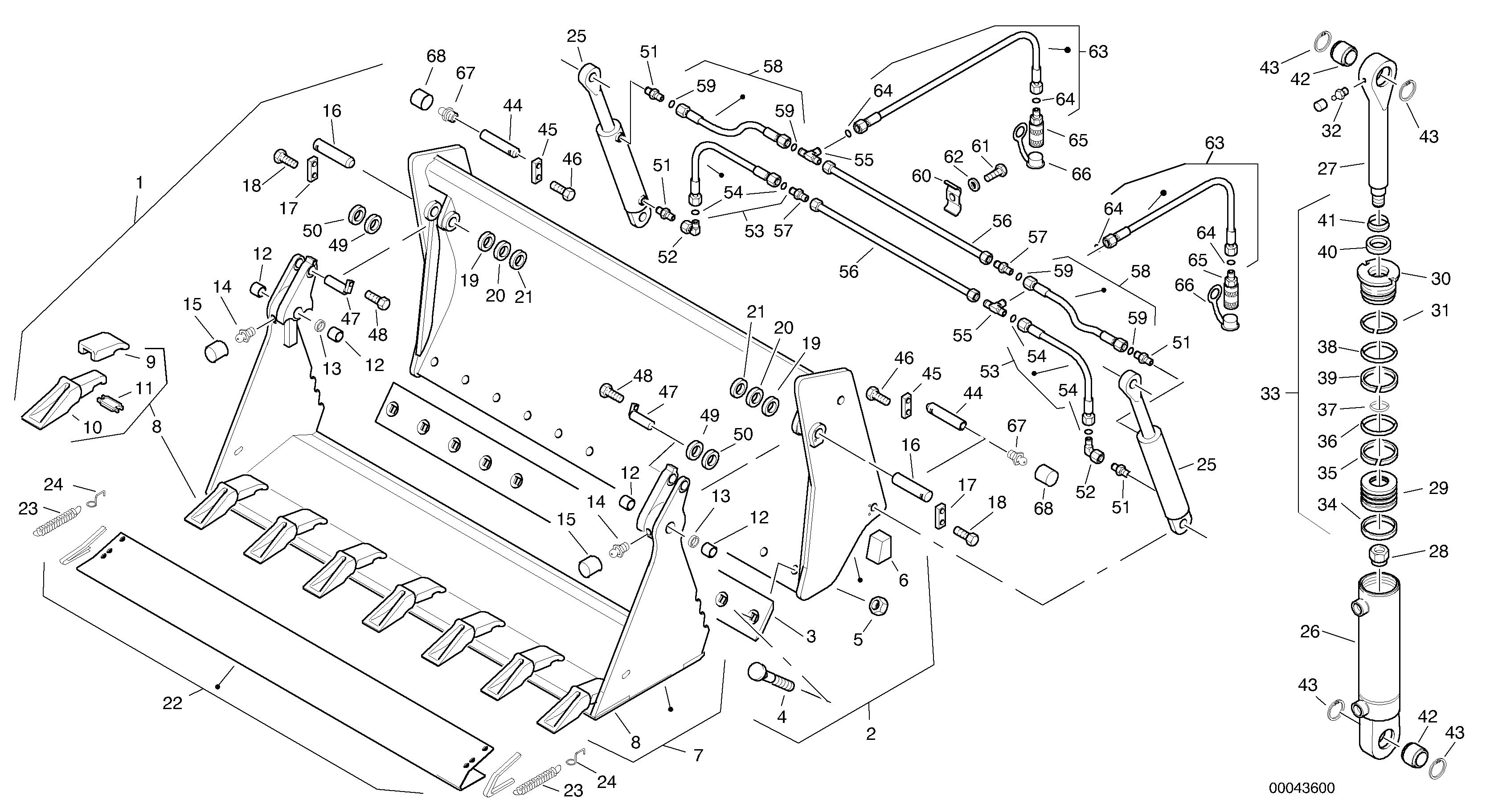 Схема запчастей Volvo L35B - 16277 Combined bucket - TPZ without teeth L35B TYPE 186, 187, 188, 189 SER NO - 2999