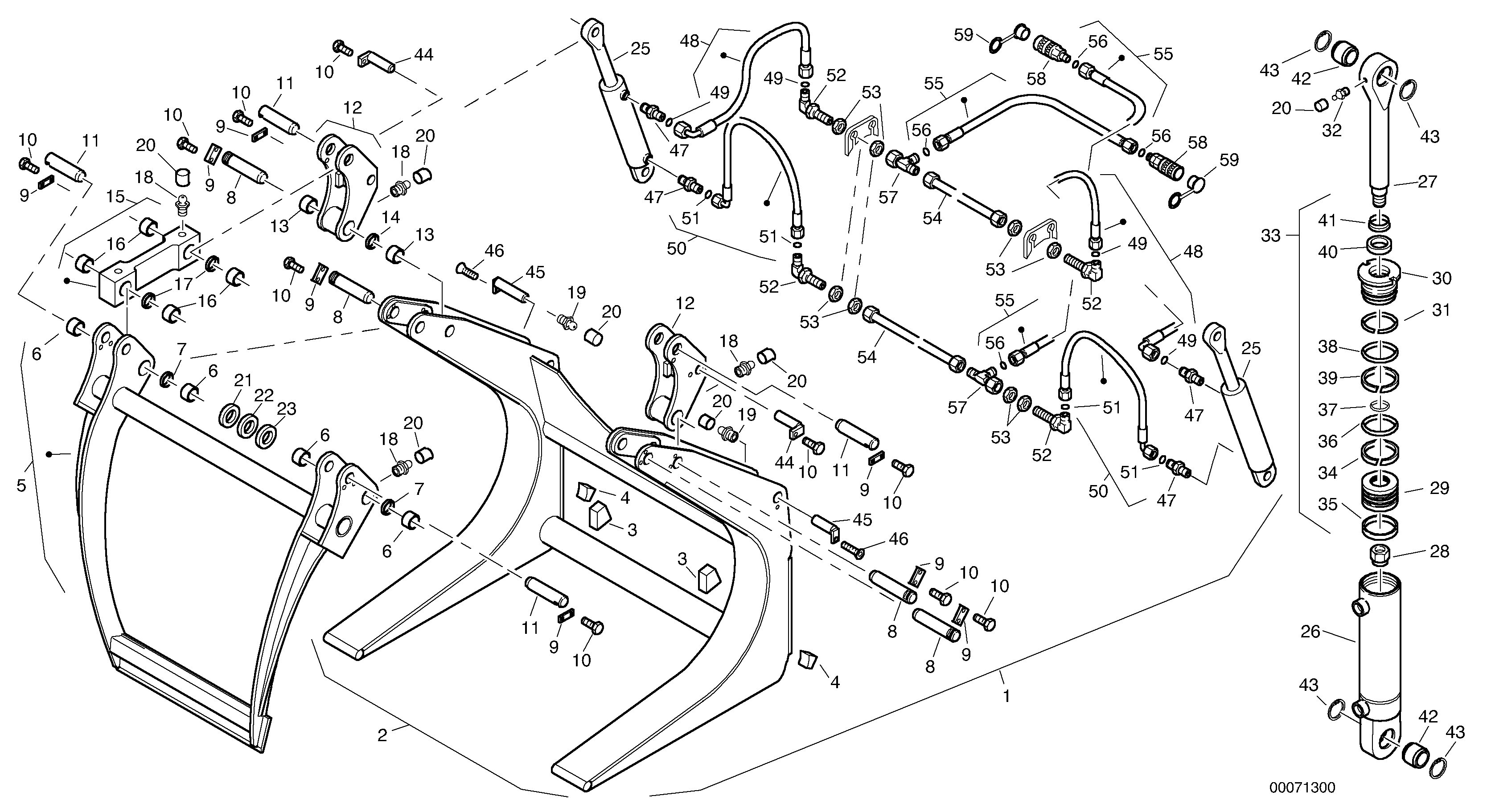 Схема запчастей Volvo L35B - 15942 Tree clamp L35B TYPE 186, 187, 188, 189 SER NO - 2999