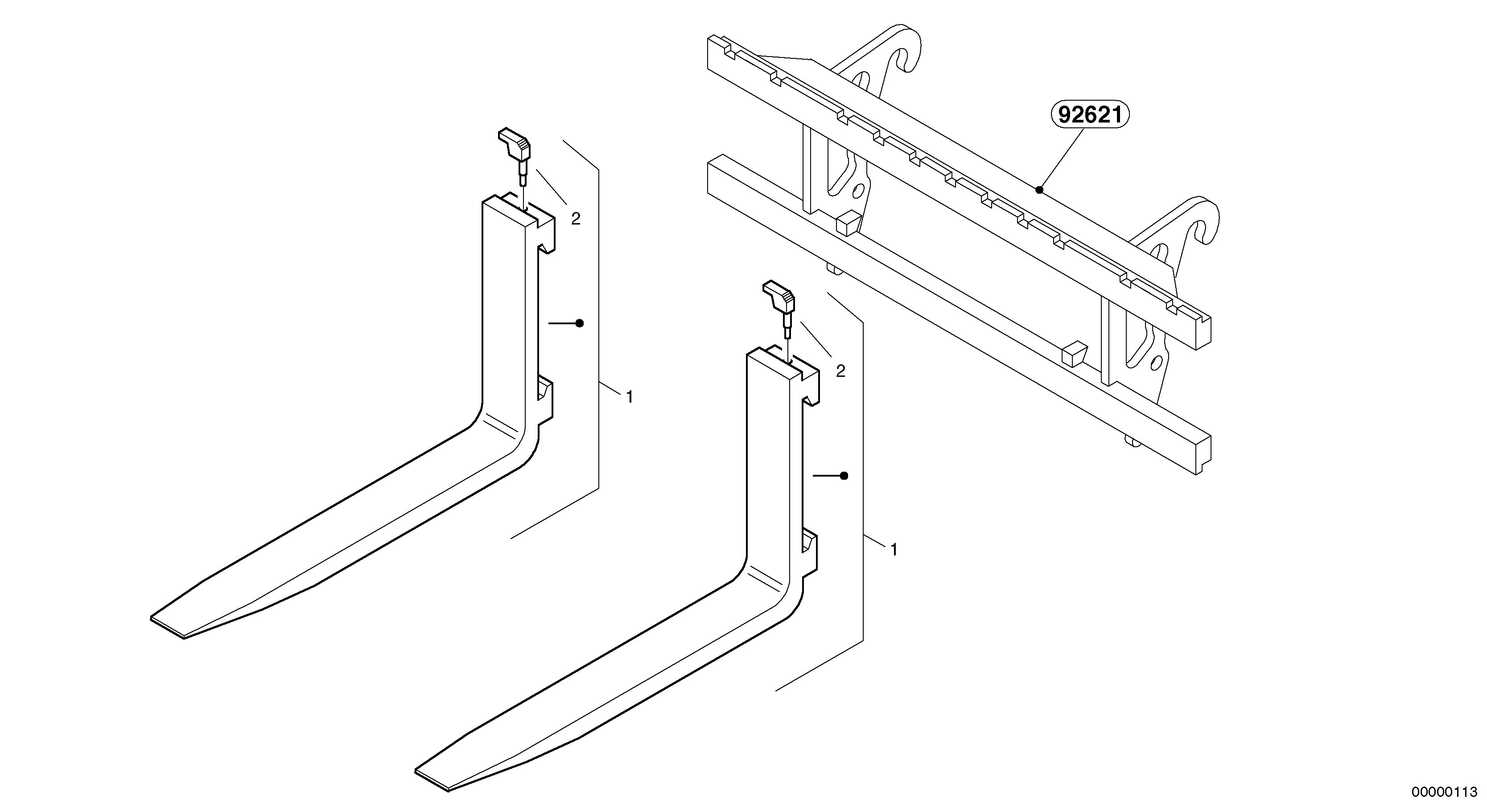 Схема запчастей Volvo L35B - 22929 Fork tines L35B TYPE 186, 187, 188, 189 SER NO - 2999