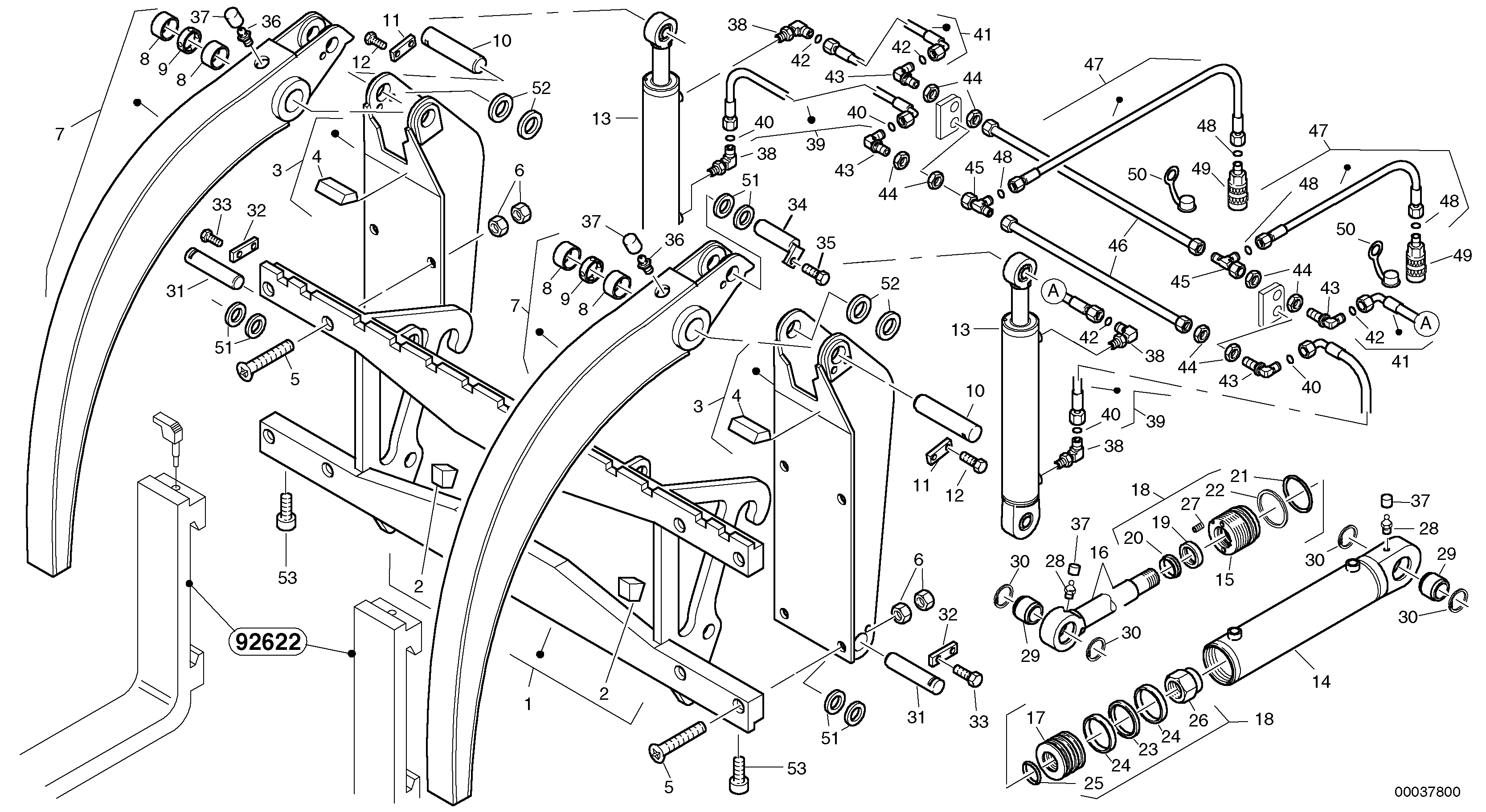 Схема запчастей Volvo L35B - 221 Fork lift attachment support with grab L35B TYPE 186, 187, 188, 189 SER NO - 2999