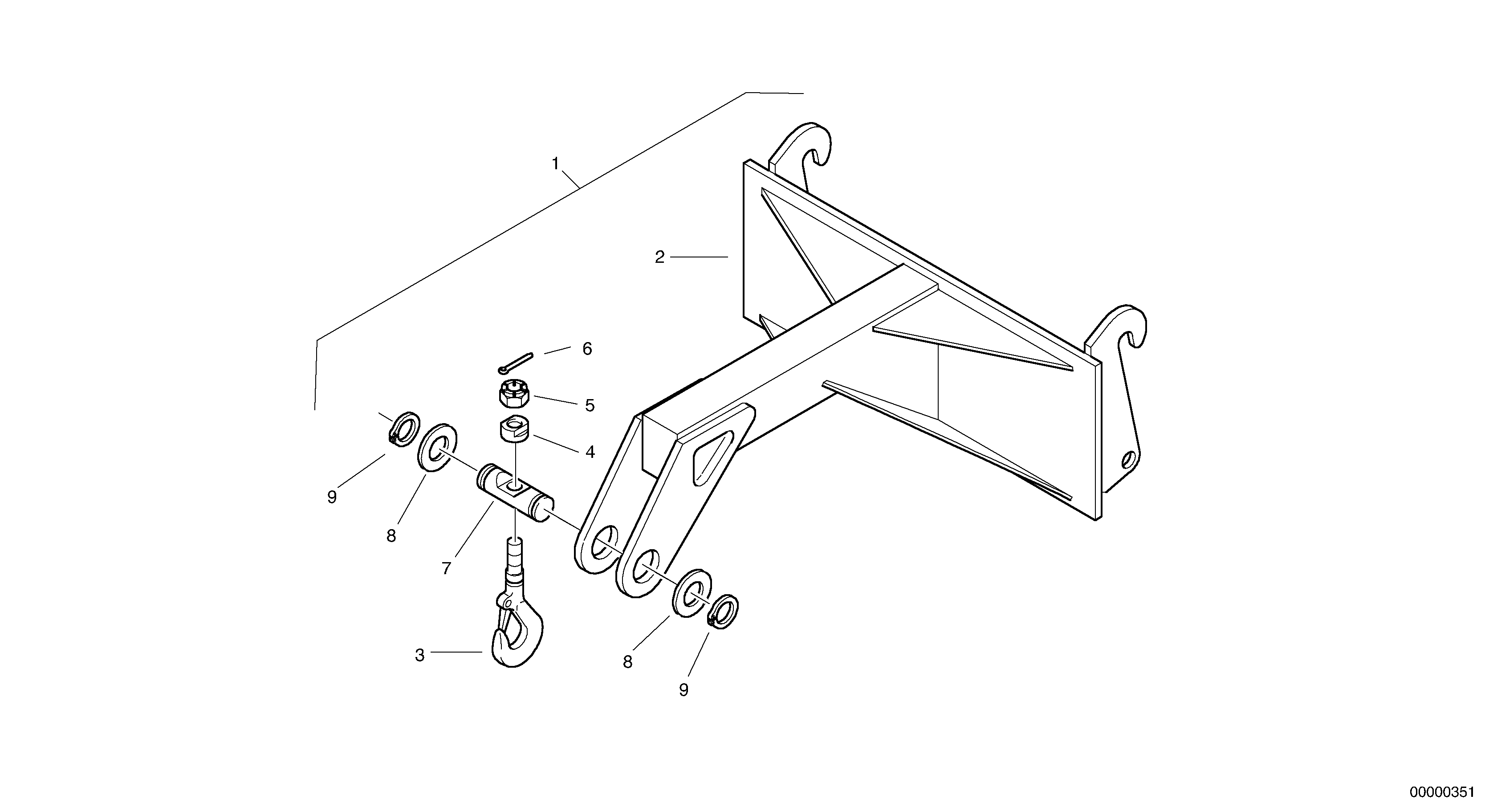 Схема запчастей Volvo L35B - 23294 Load hook L35B TYPE 186, 187, 188, 189 SER NO - 2999