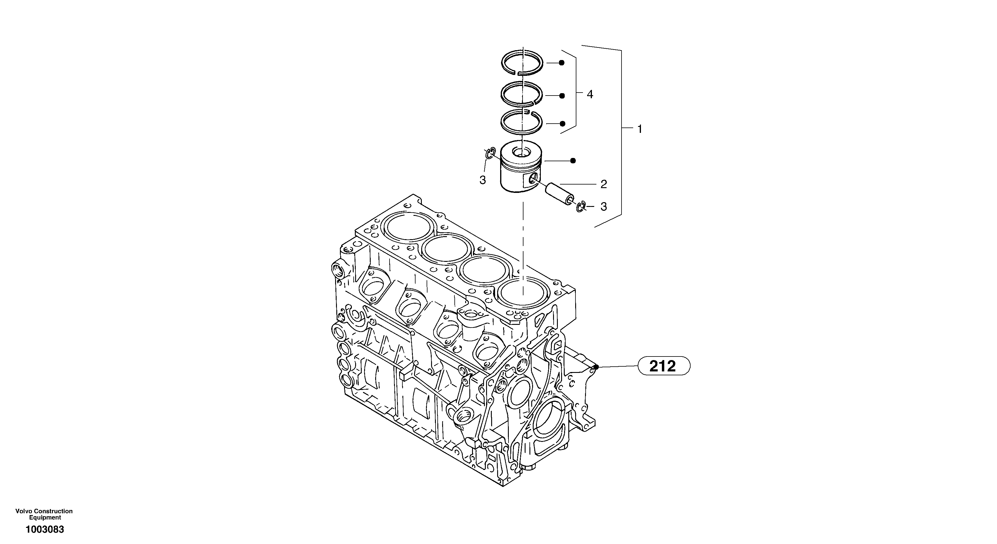 Схема запчастей Volvo L35B - 46156 Cylinder bush and piston L35B S/N186/187/188/1893000 - 6000