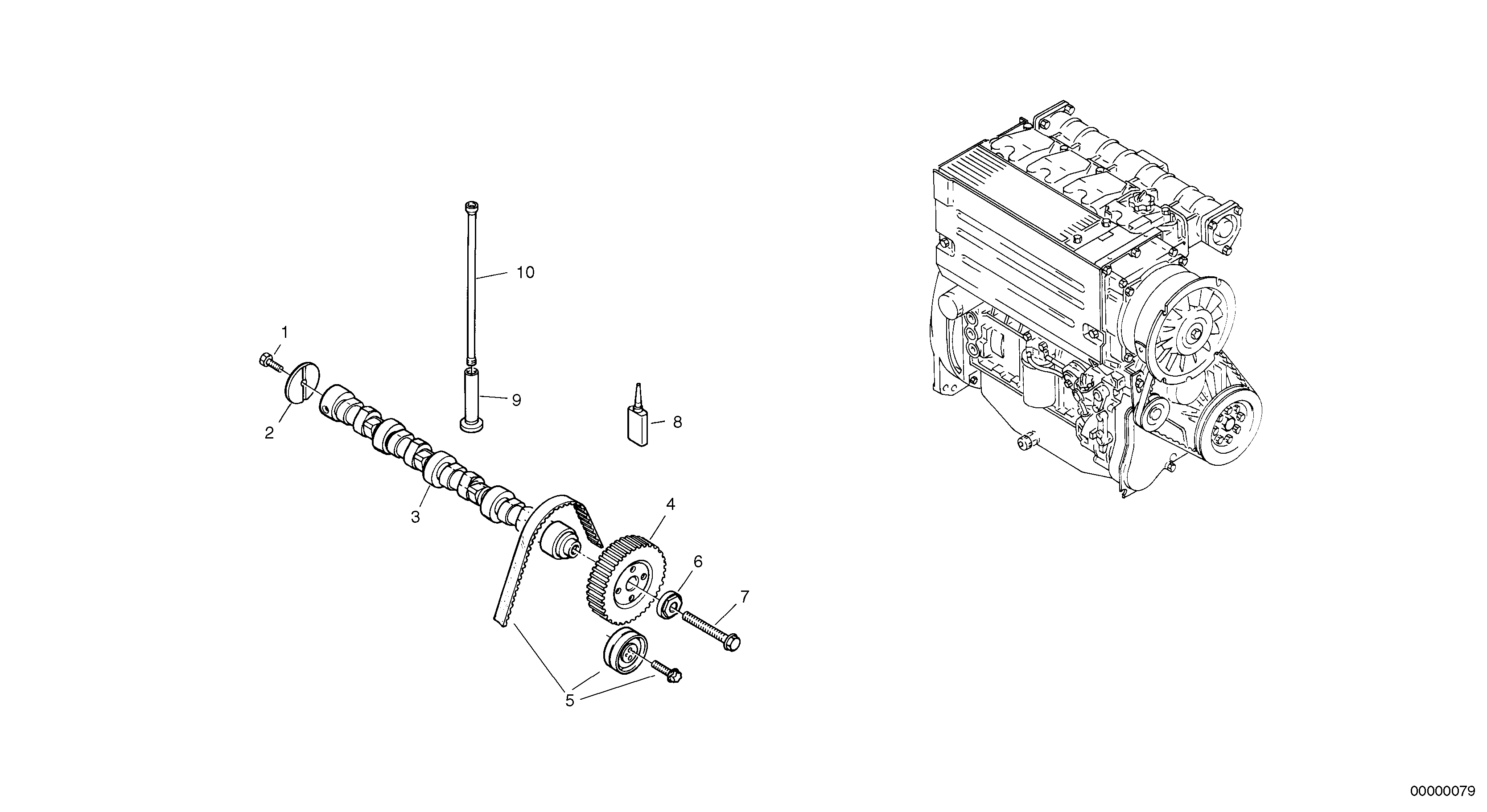 Схема запчастей Volvo L35B - 10713 Распредвал L35B TYPE 186, 187, 188, 189 SER NO - 2999
