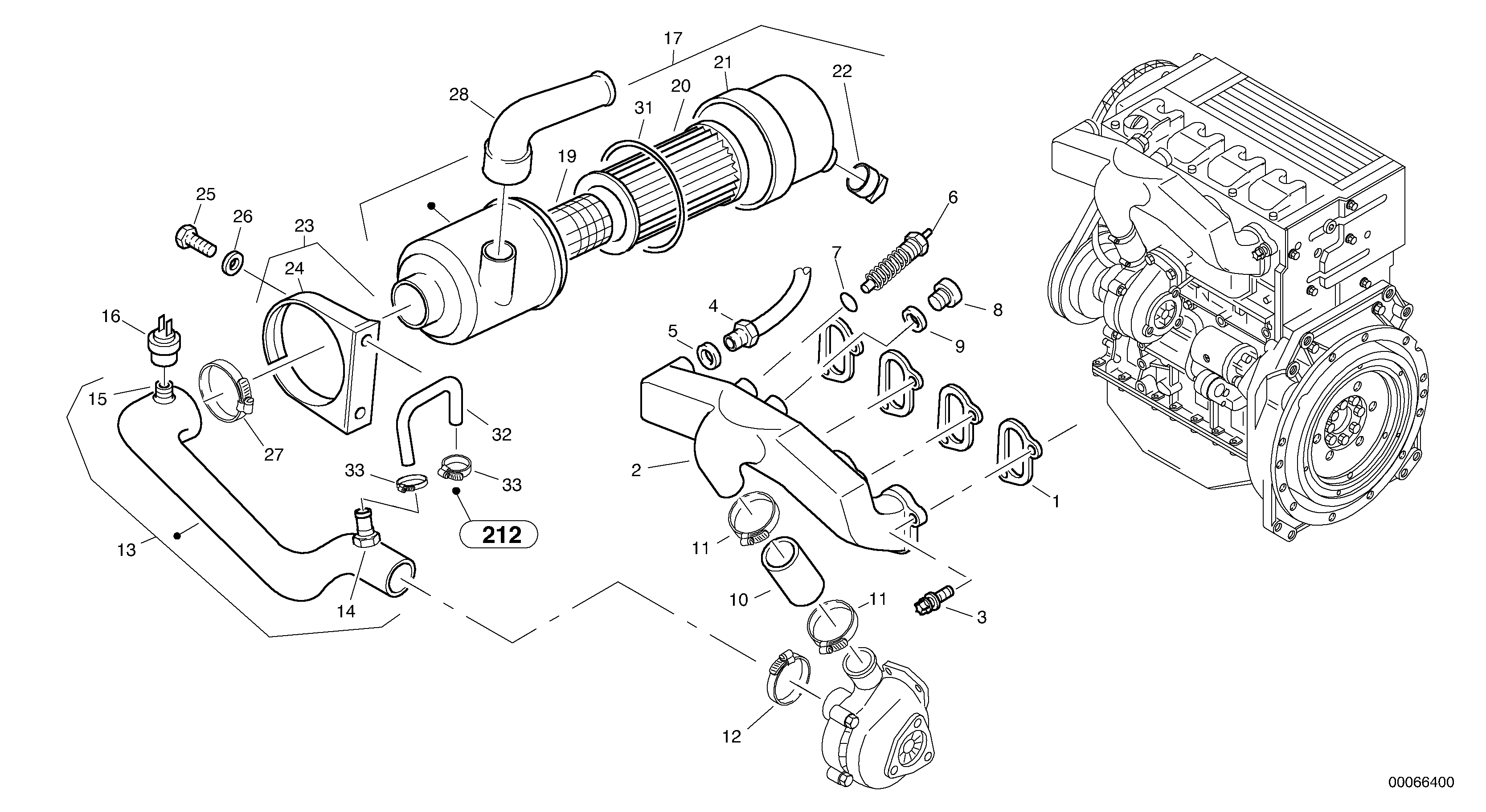 Схема запчастей Volvo L35B - 83606 Suction system, filter L35B TYPE 186, 187, 188, 189 SER NO - 2999
