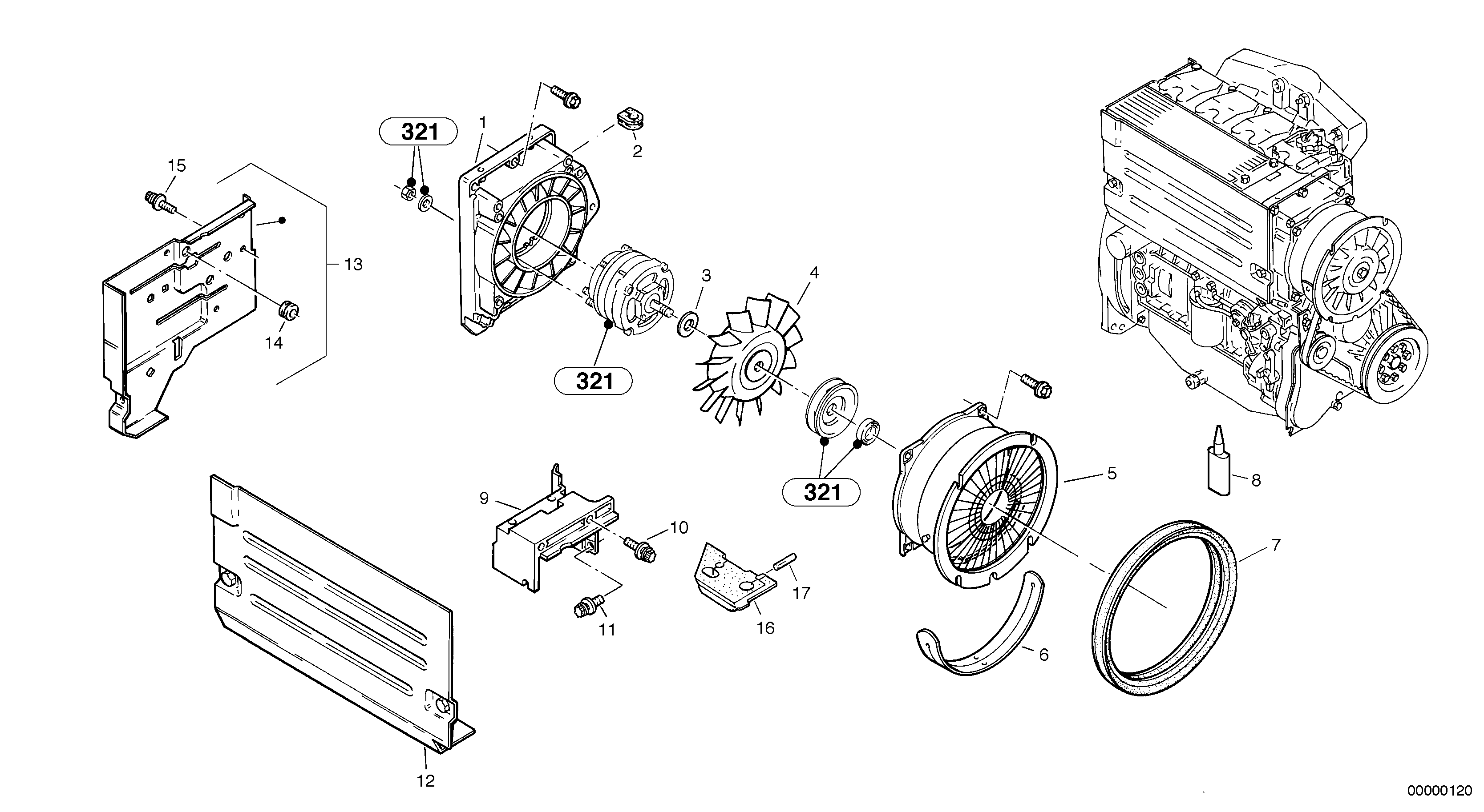 Схема запчастей Volvo L35B - 9477 Fan, Blower casing L35B TYPE 186, 187, 188, 189 SER NO - 2999