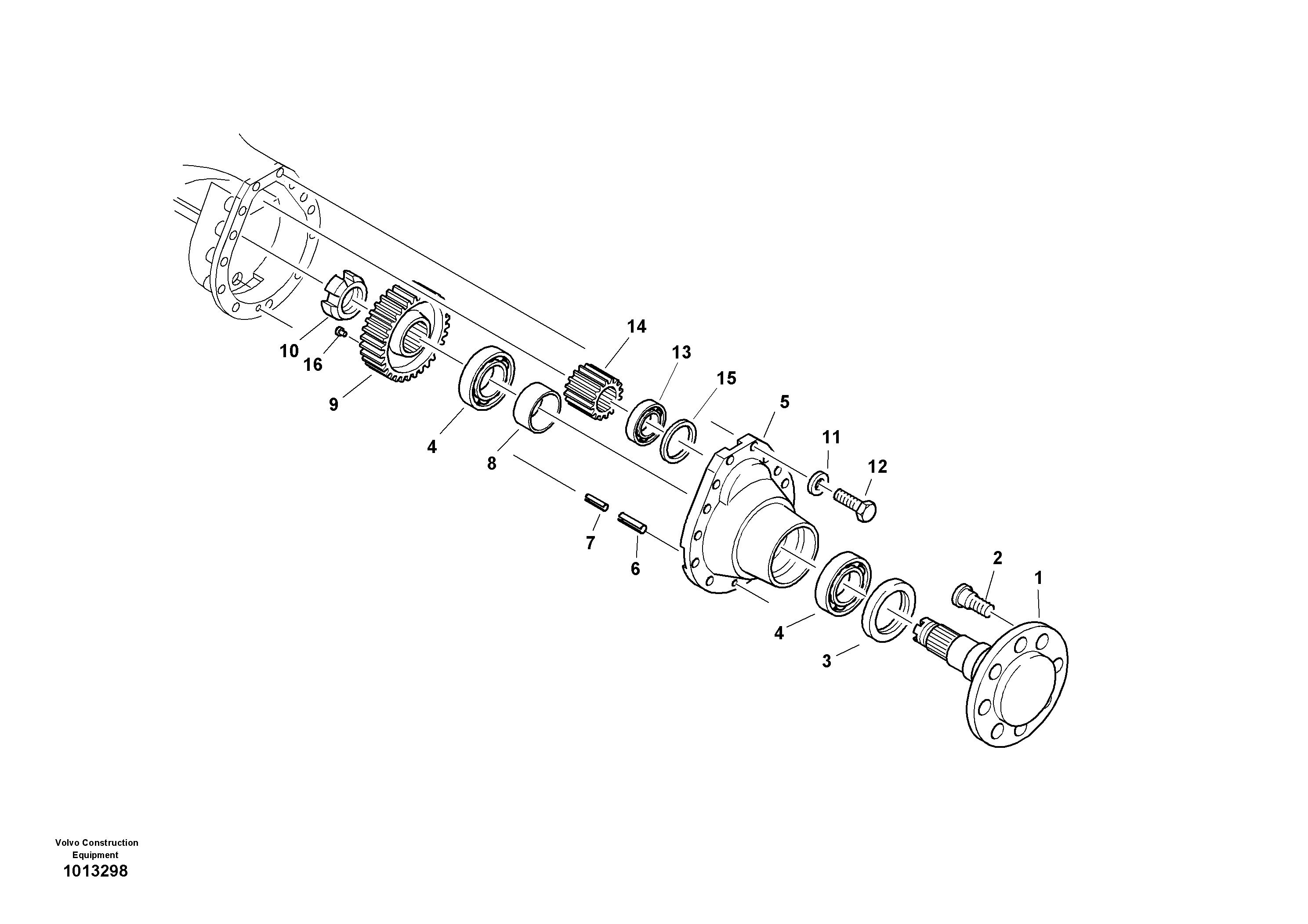 Схема запчастей Volvo L35B - 22160 Final drive - Portal-rear axle L35B S/N186/187/188/1893000 - 6000
