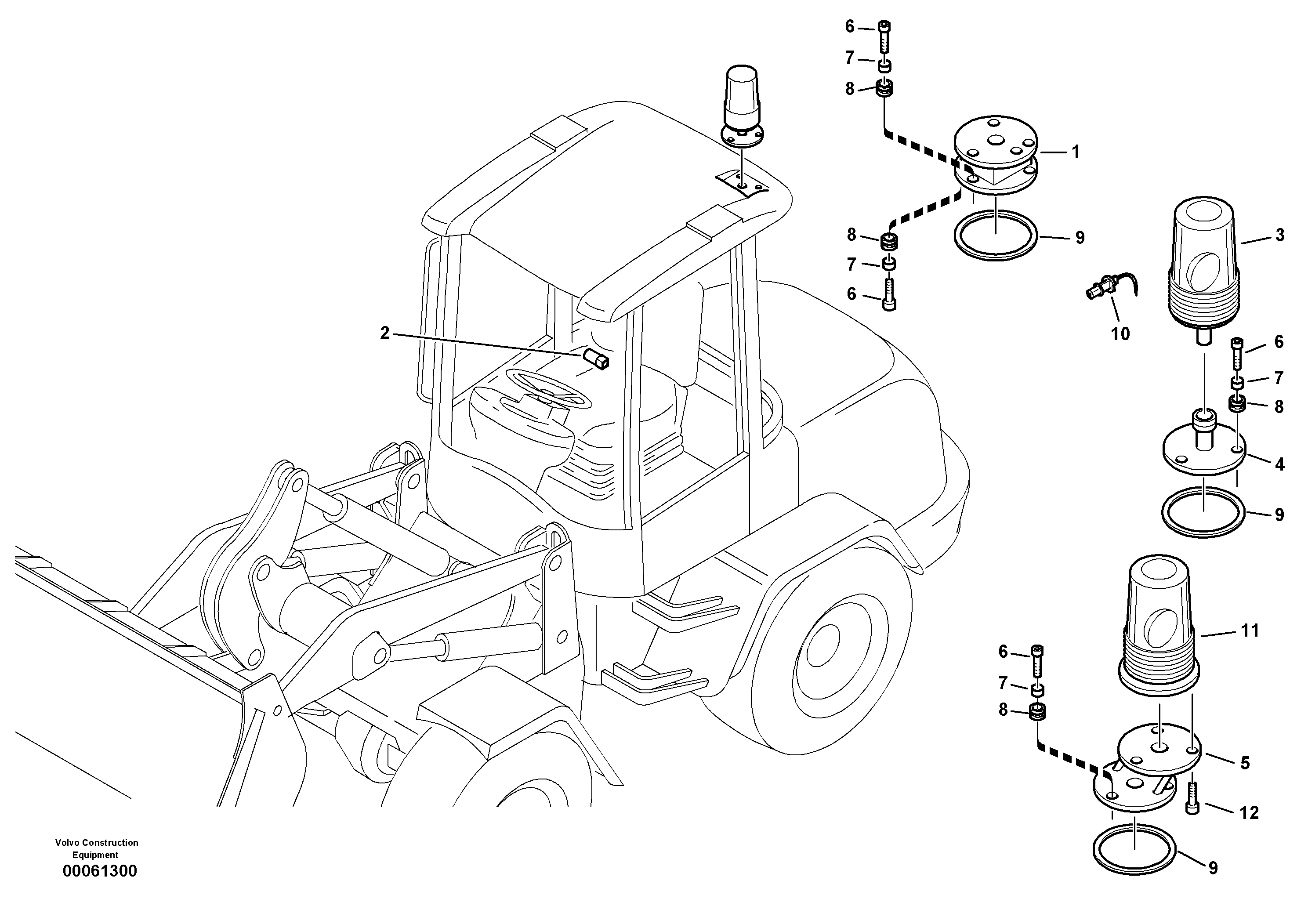 Схема запчастей Volvo L35B - 8600 All-round side lamp L35B TYPE 186, 187, 188, 189 SER NO - 2999