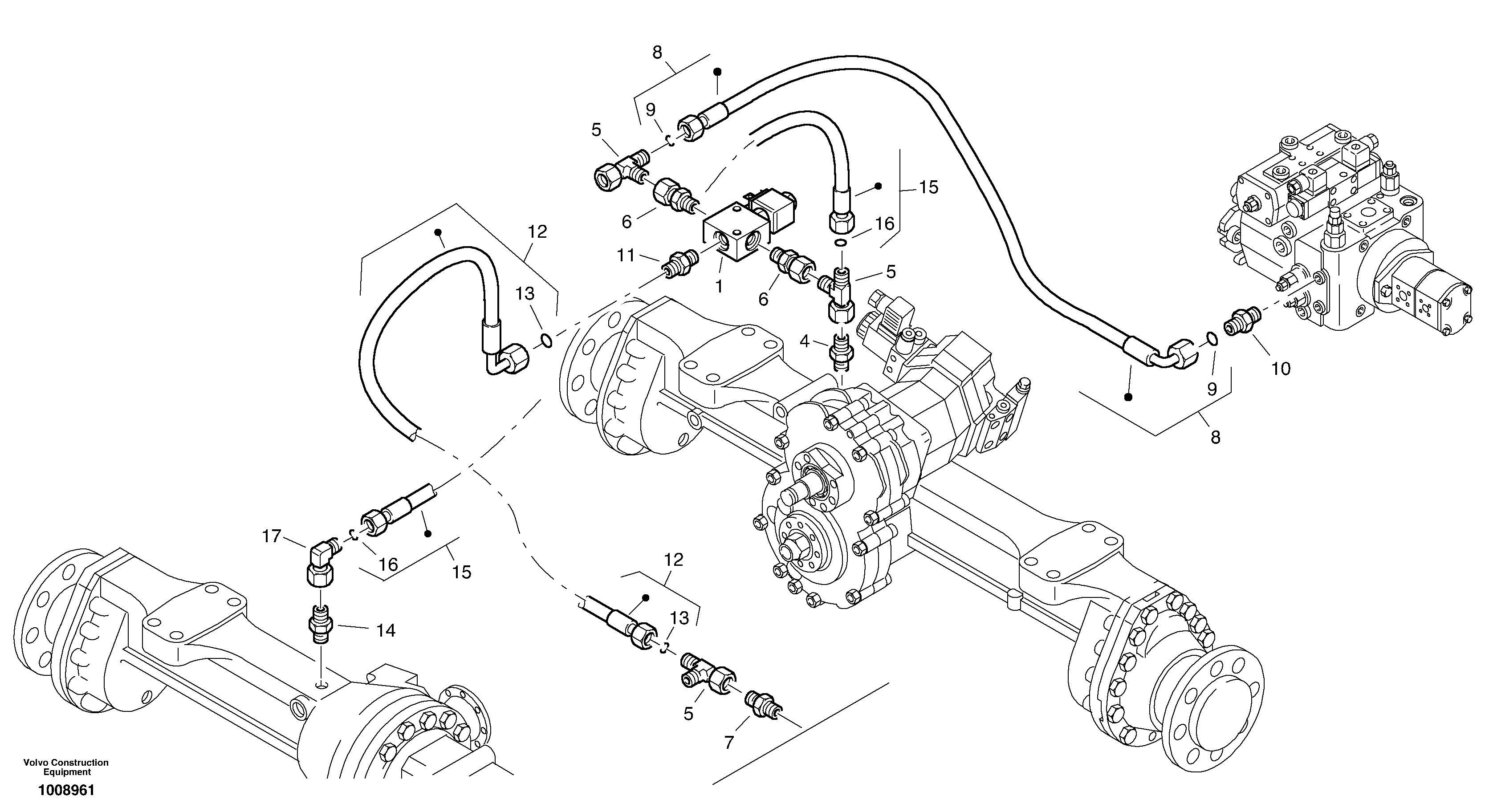 Схема запчастей Volvo L35B - 30436 Differential lock L35B S/N186/187/188/1893000 - 6000