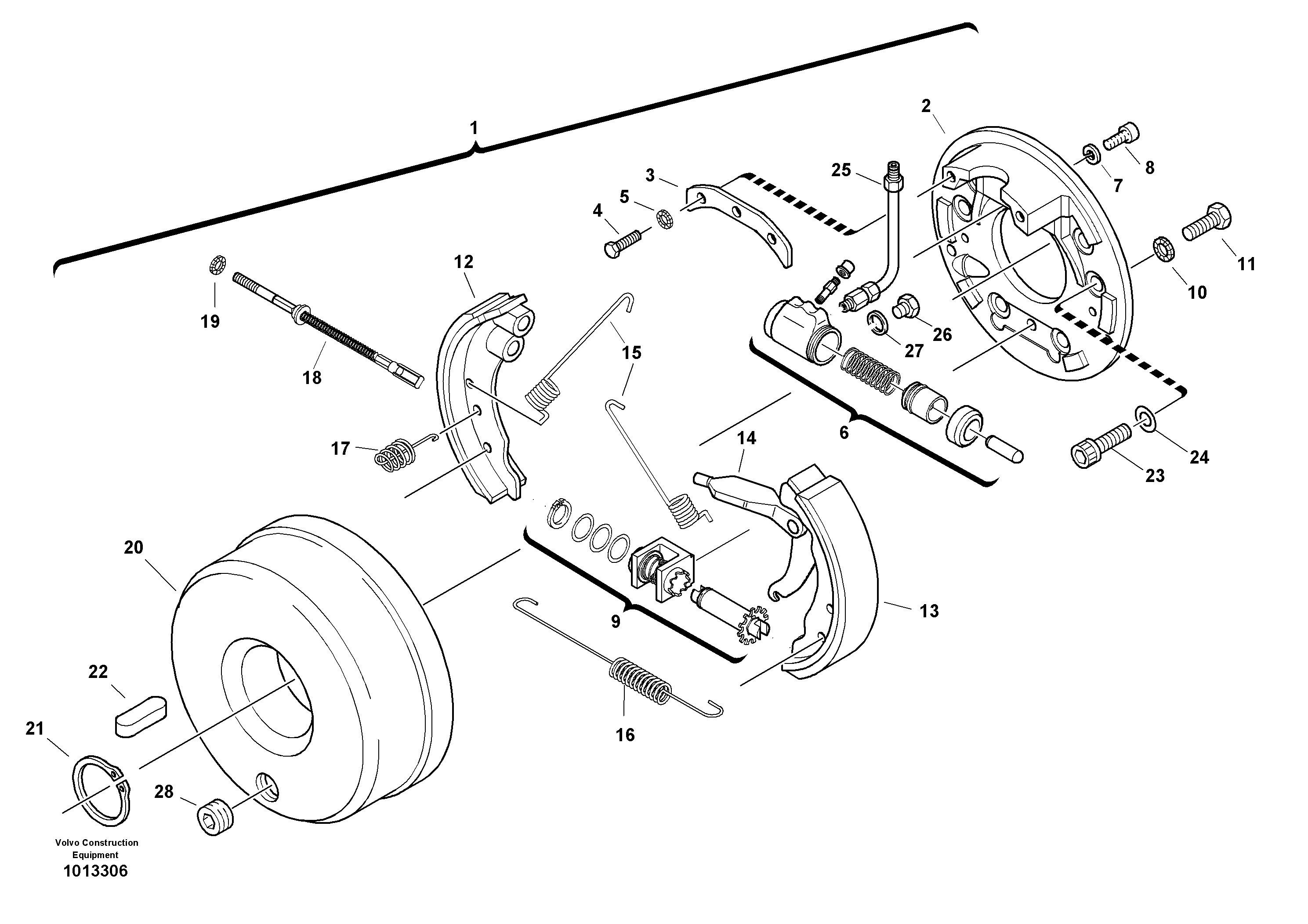 Схема запчастей Volvo L35B - 31182 Central brake L35B S/N186/187/188/1893000 - 6000