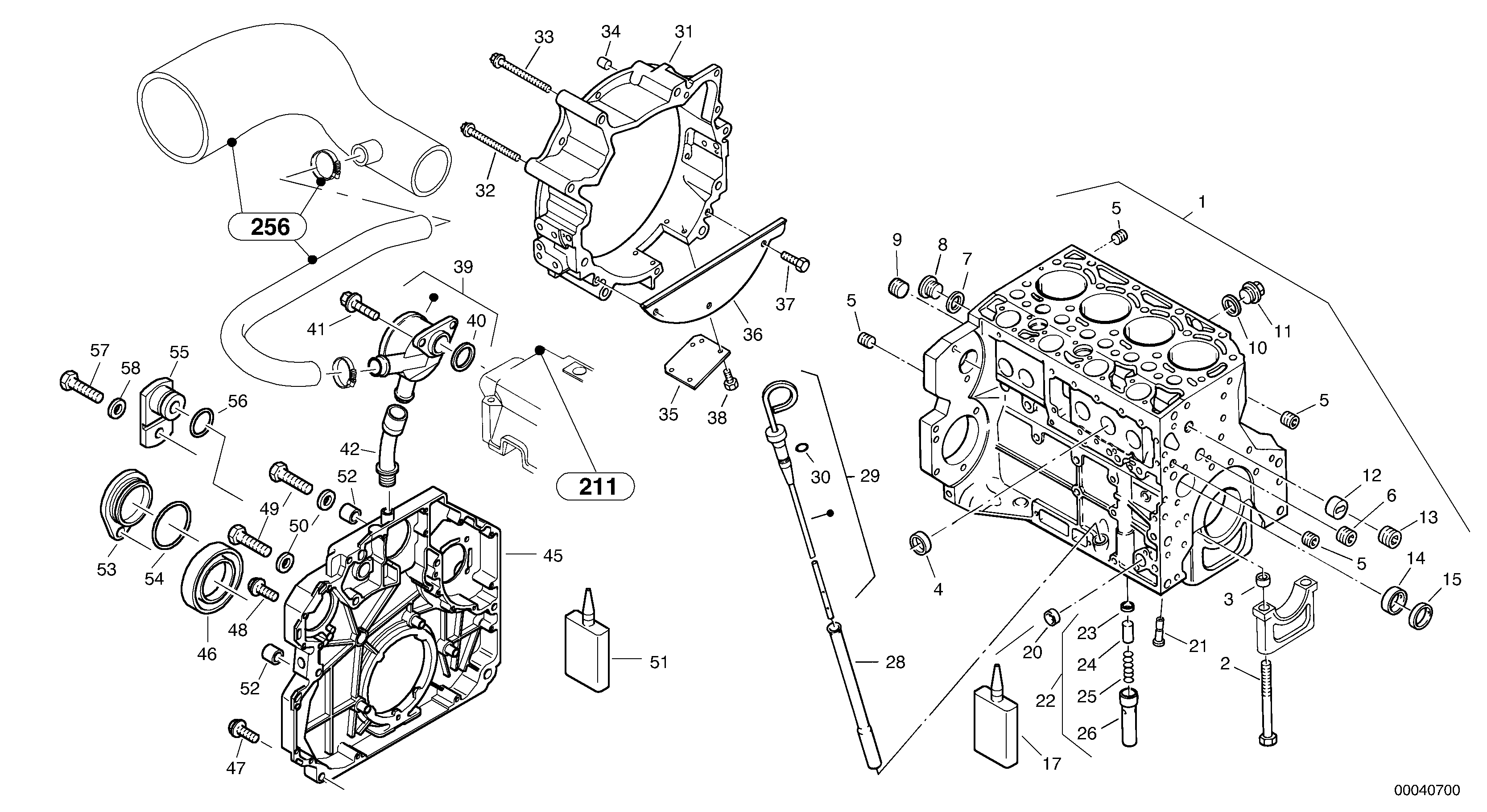 Схема запчастей Volvo L40B - 2258 Engine casing, Ventilation L40B S/N 1911500 - S/N 1921500 -