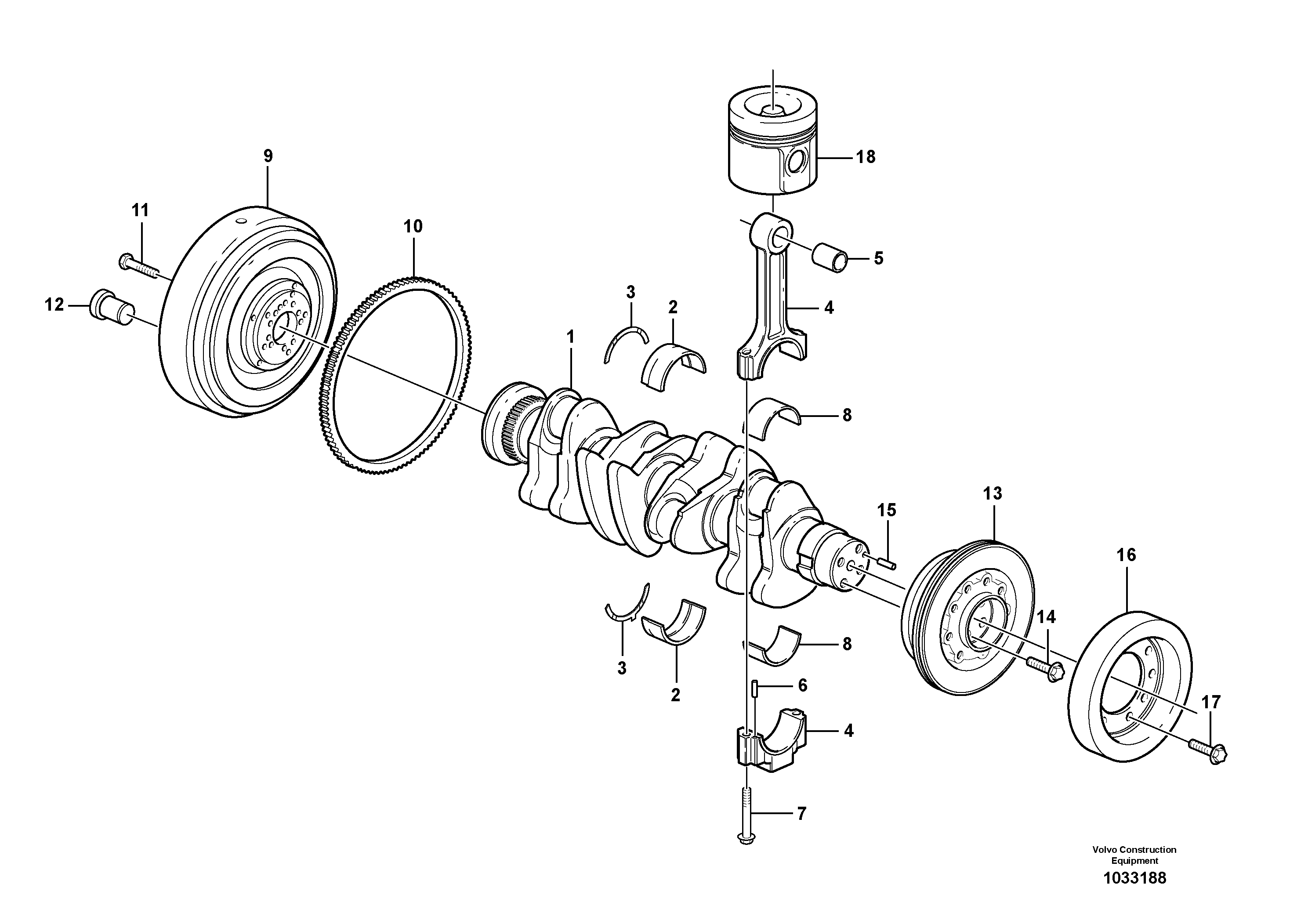 Схема запчастей Volvo L40B - 39977 Crankshaft and related parts L40B S/N 1911500 - S/N 1921500 -