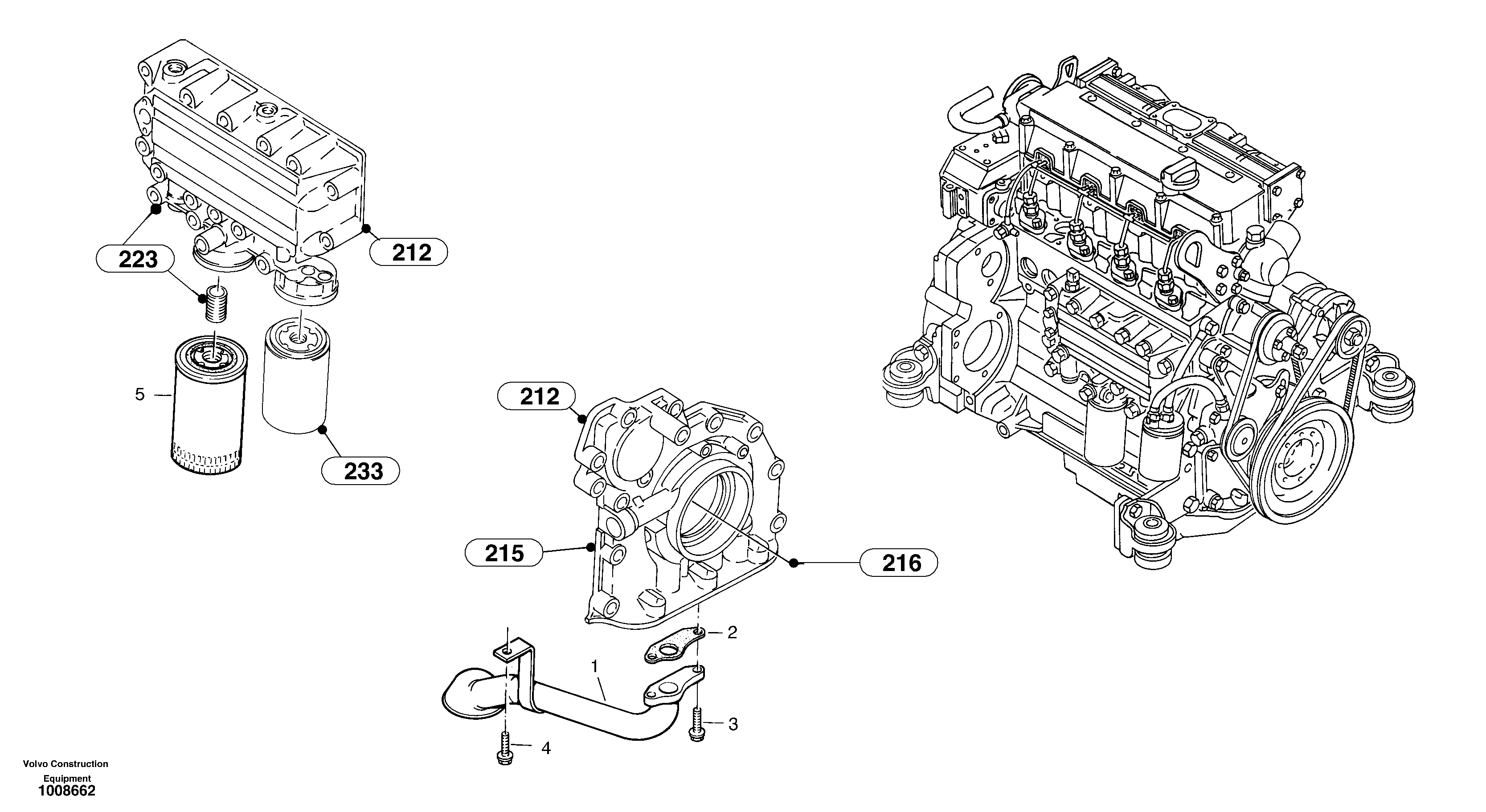 Схема запчастей Volvo L40B - 1944 Oil pump, oil filter L40B S/N 1911500 - S/N 1921500 -