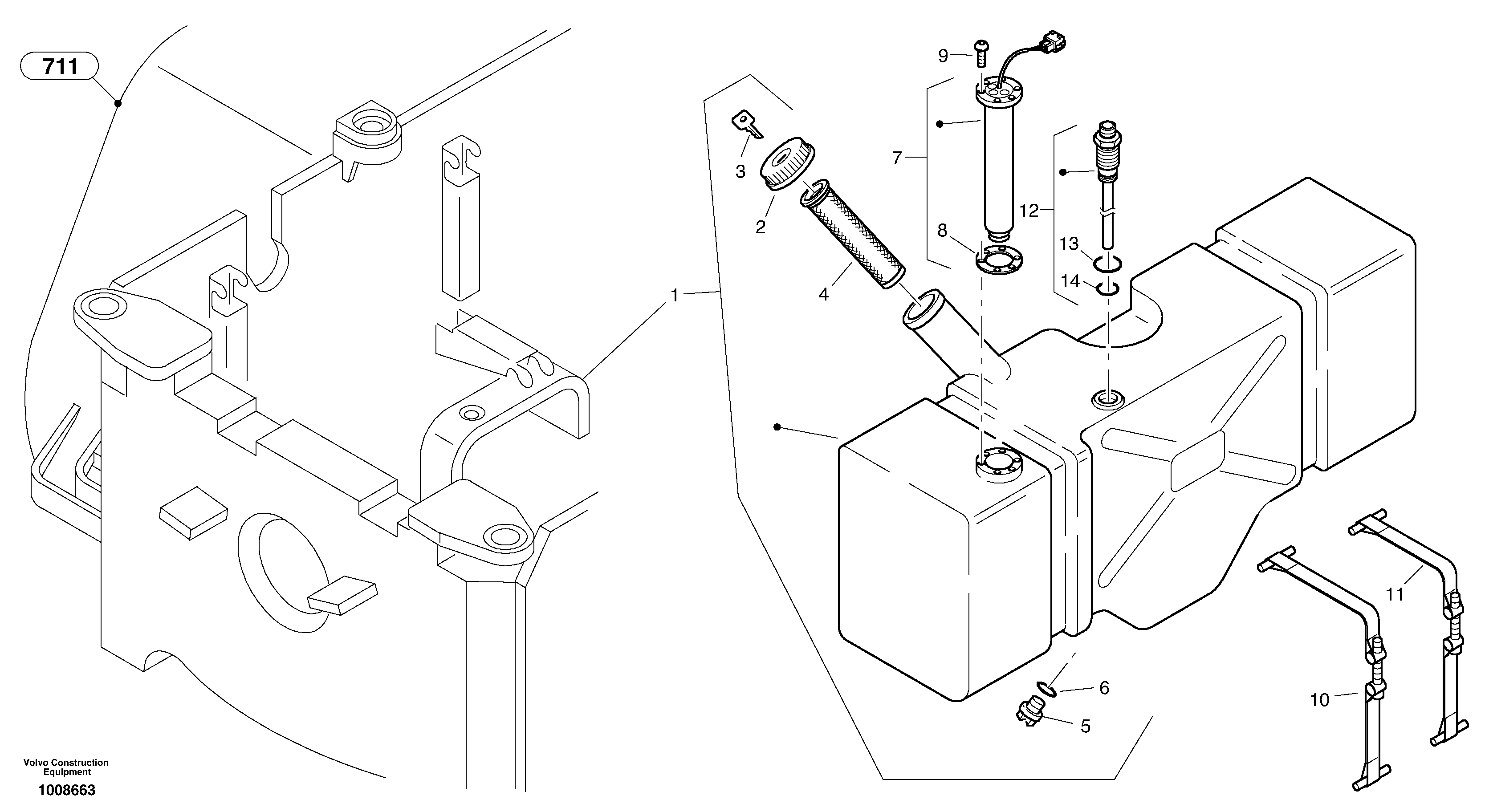 Схема запчастей Volvo L40B - 1979 Топливный бак (бензобак) L40B S/N 1911500 - S/N 1921500 -