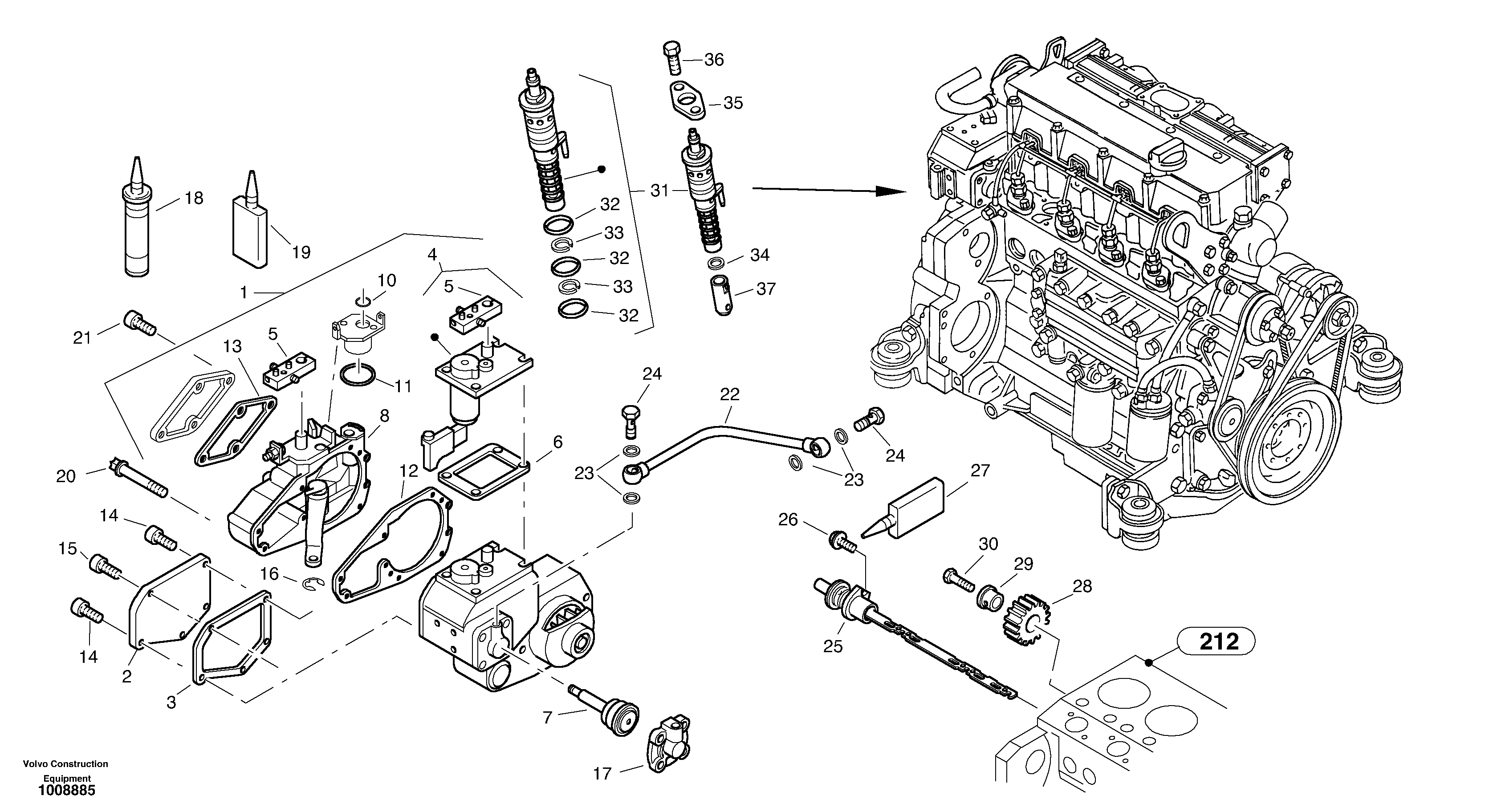 Схема запчастей Volvo L40B - 47167 Speed adjustment - Fuel injection pump L40B S/N 1911500 - S/N 1921500 -