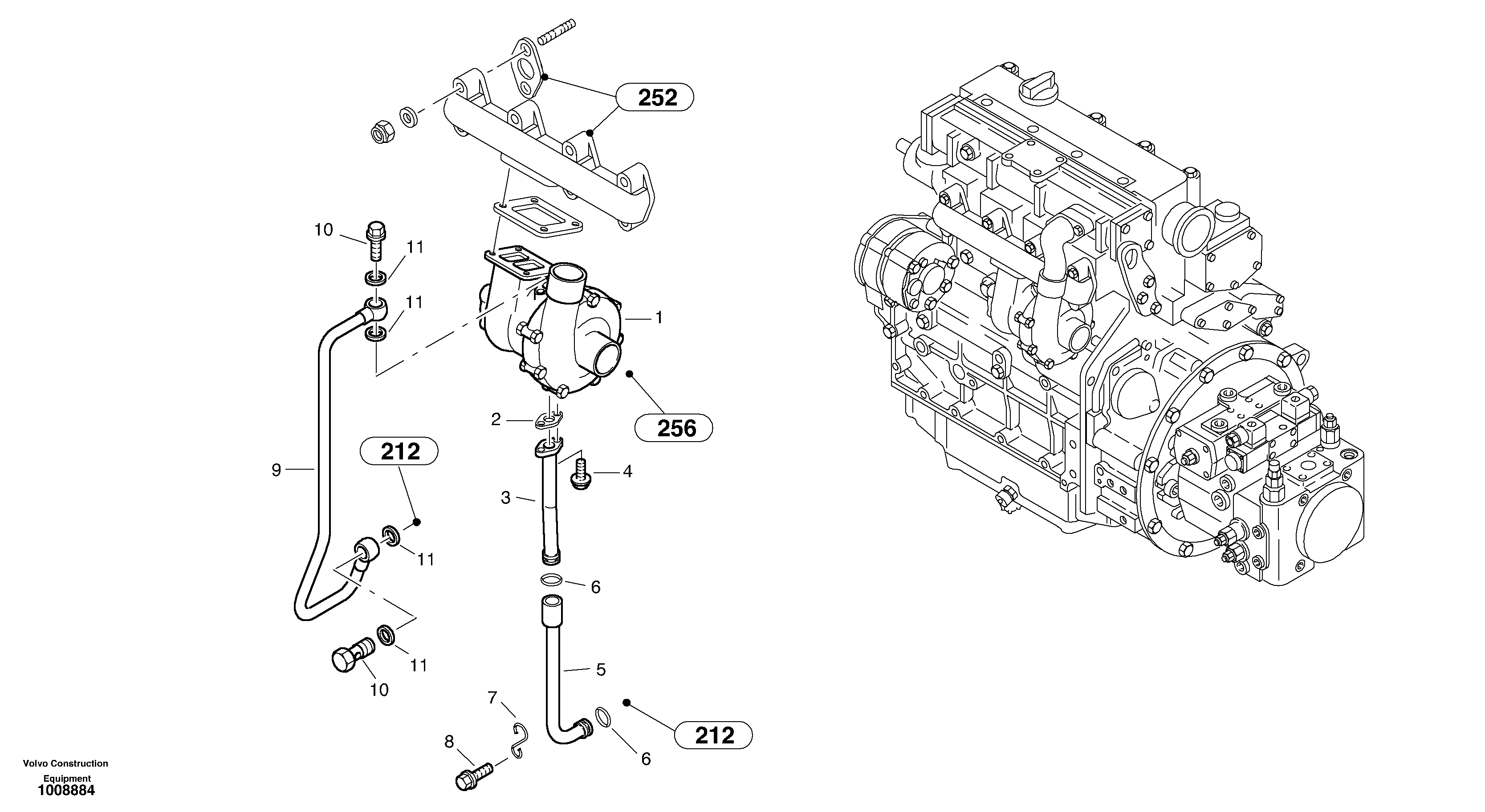 Схема запчастей Volvo L40B - 13094 Exhaust turbo - super charger L40B S/N 1911500 - S/N 1921500 -