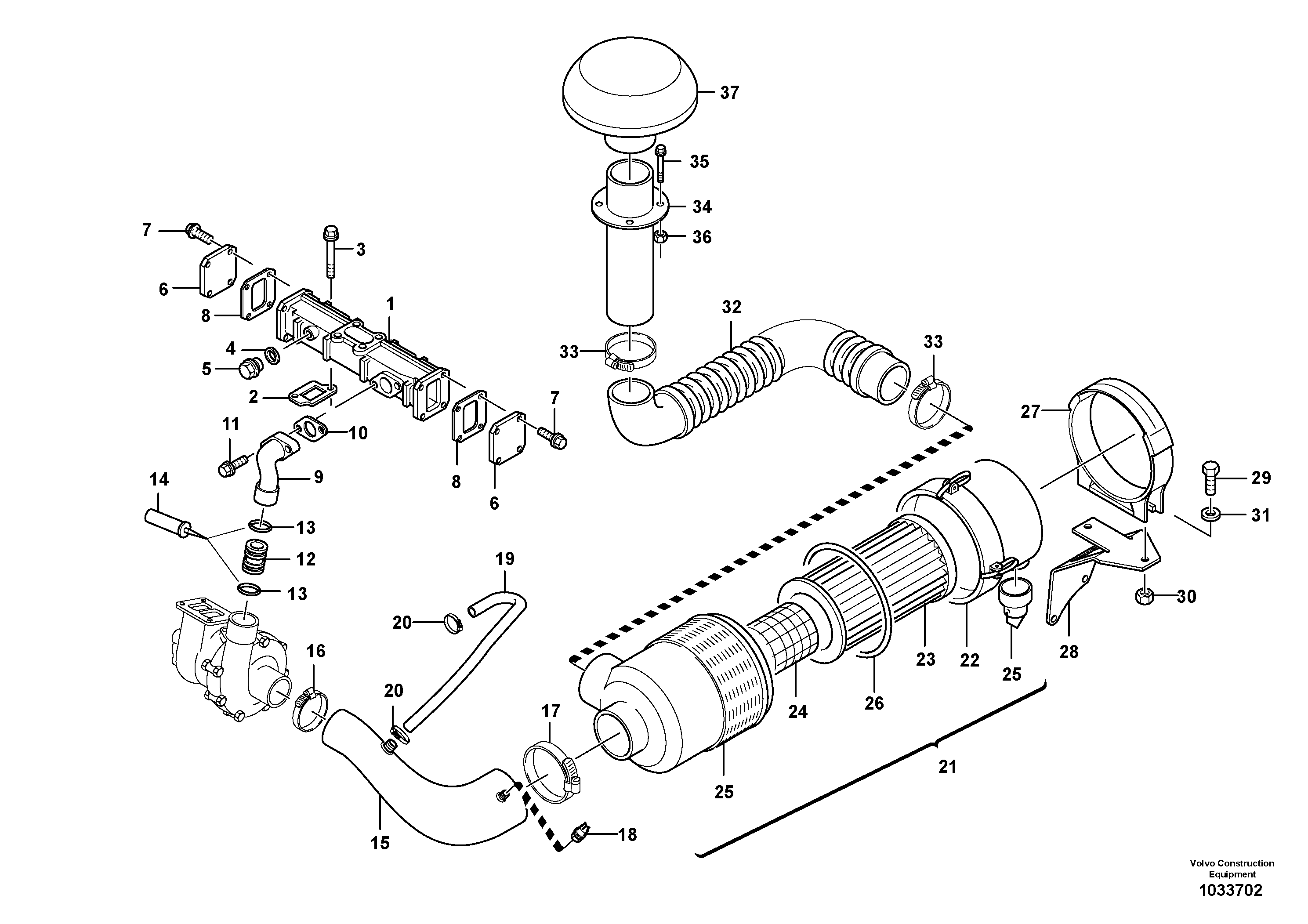 Схема запчастей Volvo L40B - 70152 Suction system, filter L40B S/N 1911500 - S/N 1921500 -