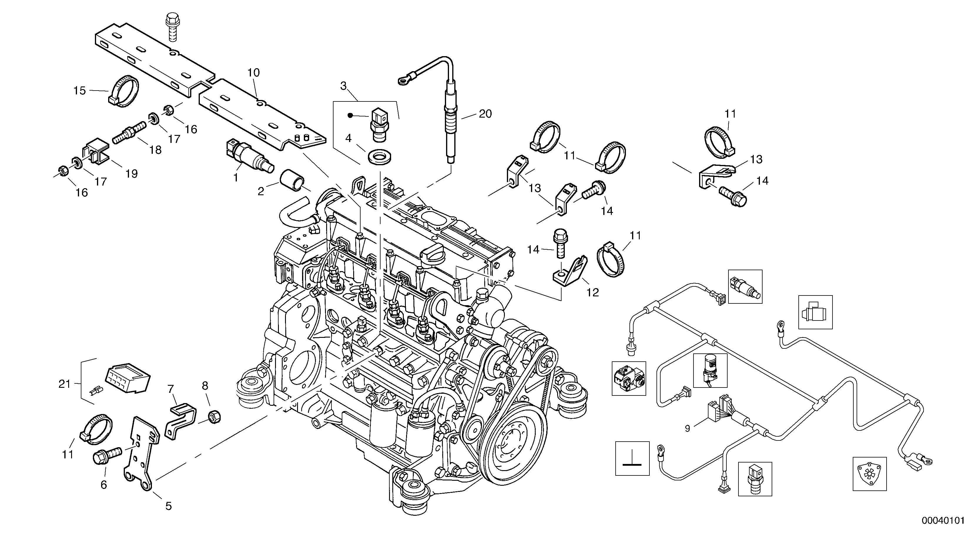 Схема запчастей Volvo L40B - 2200 Electric - Engine L40B S/N 1911500 - S/N 1921500 -