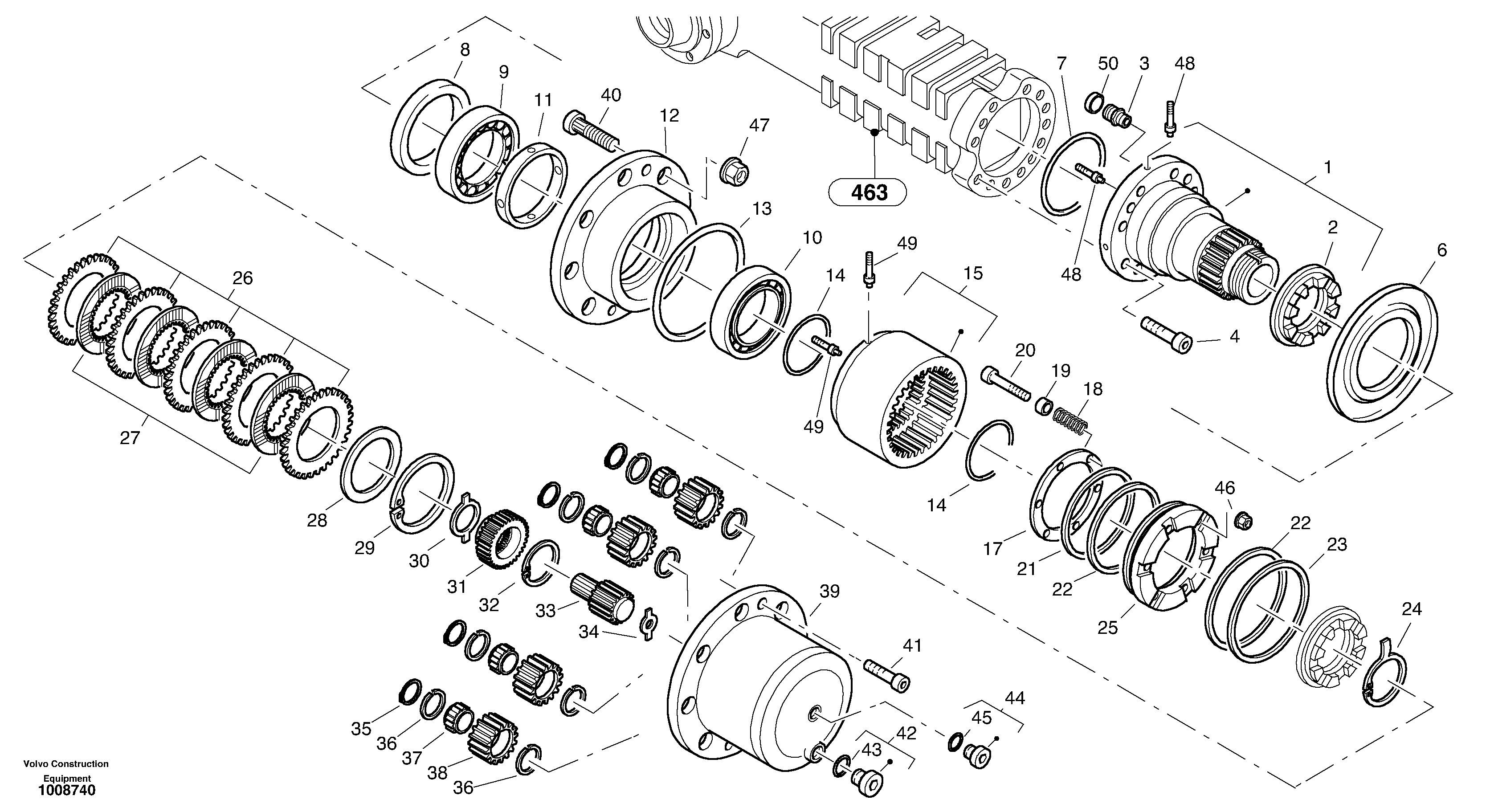 Схема запчастей Volvo L40B - 24638 Final drive - Portal-rear axle L40B S/N 1911500 - S/N 1921500 -