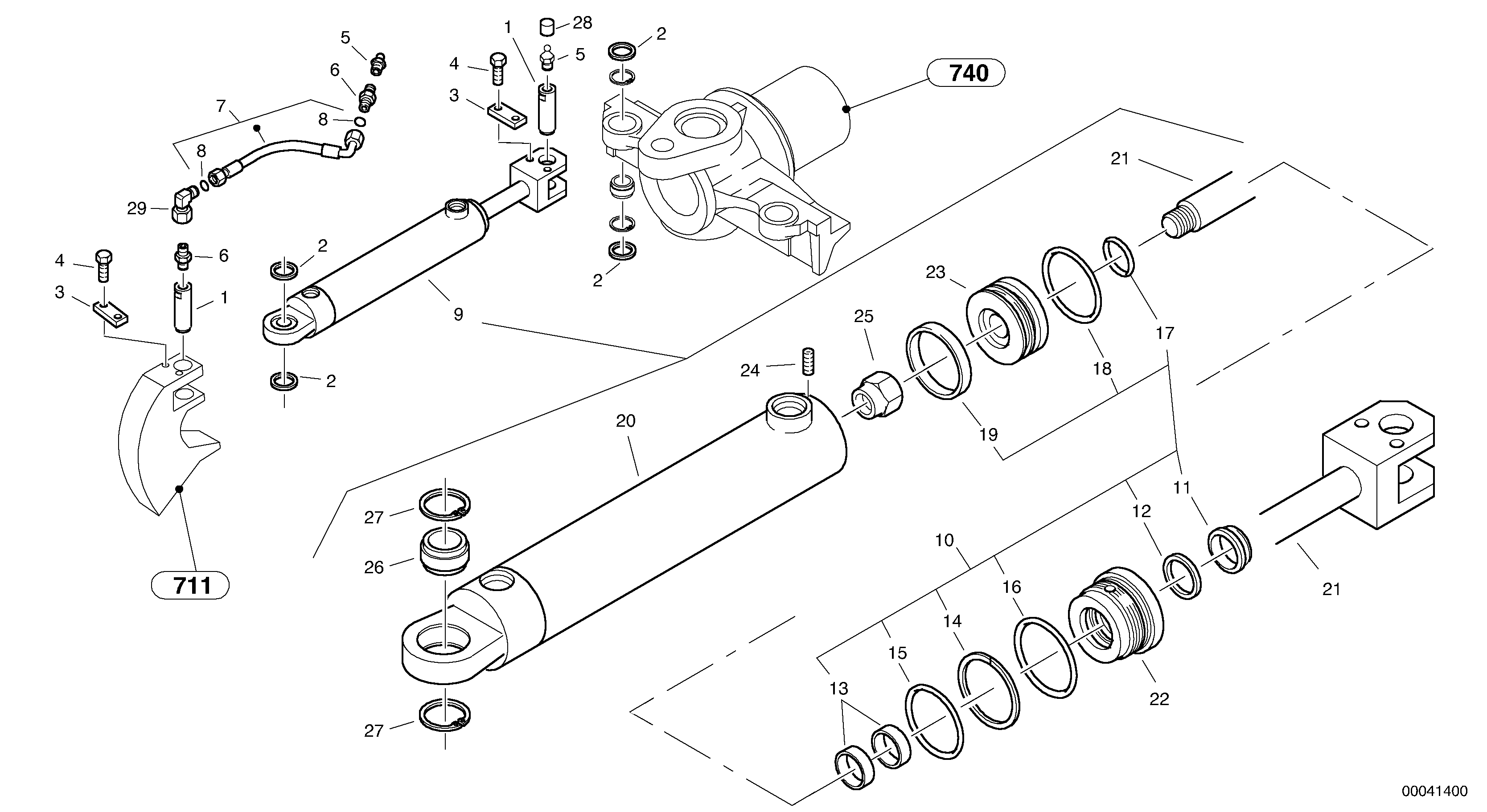 Схема запчастей Volvo L40B - 2315 Гидроцилиндр рулевой L40B S/N 1911500 - S/N 1921500 -