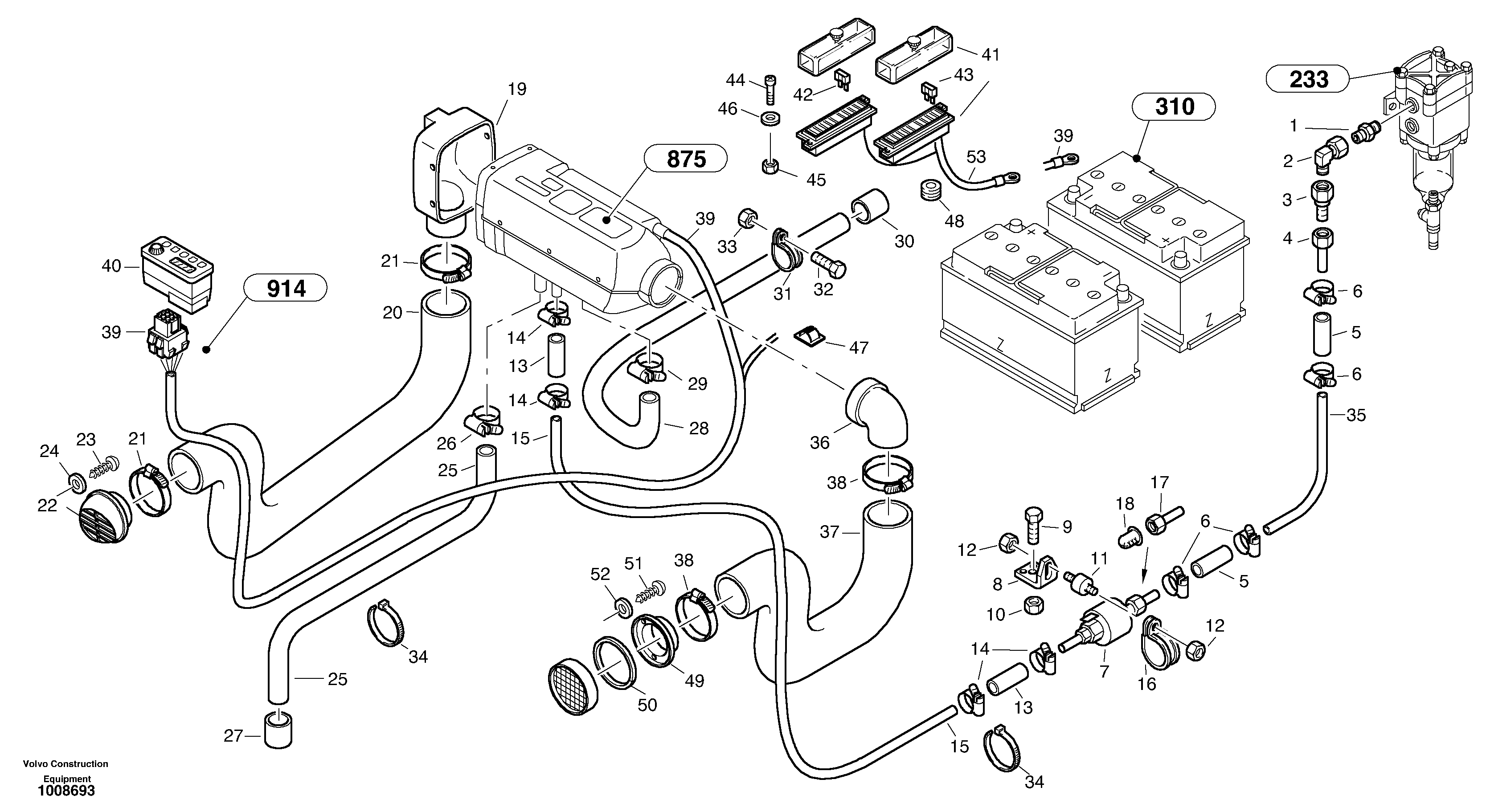 Схема запчастей Volvo L40B - 53213 Heater - Assembly, D1 L40B S/N 1911500 - S/N 1921500 -