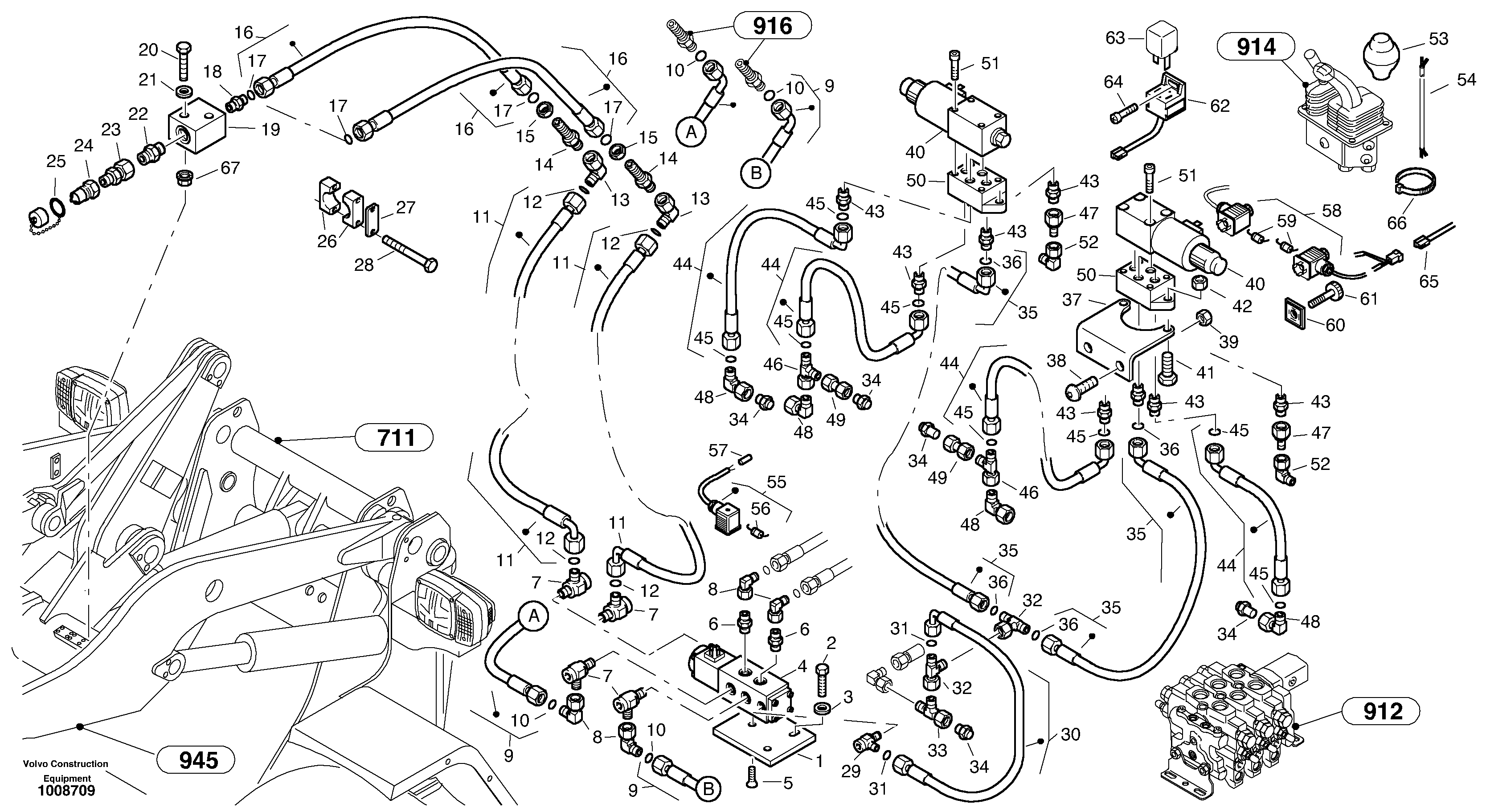 Схема запчастей Volvo L40B - 57406 Hydraulic function - Nr. 3 + 4 L40B S/N 1911500 - S/N 1921500 -