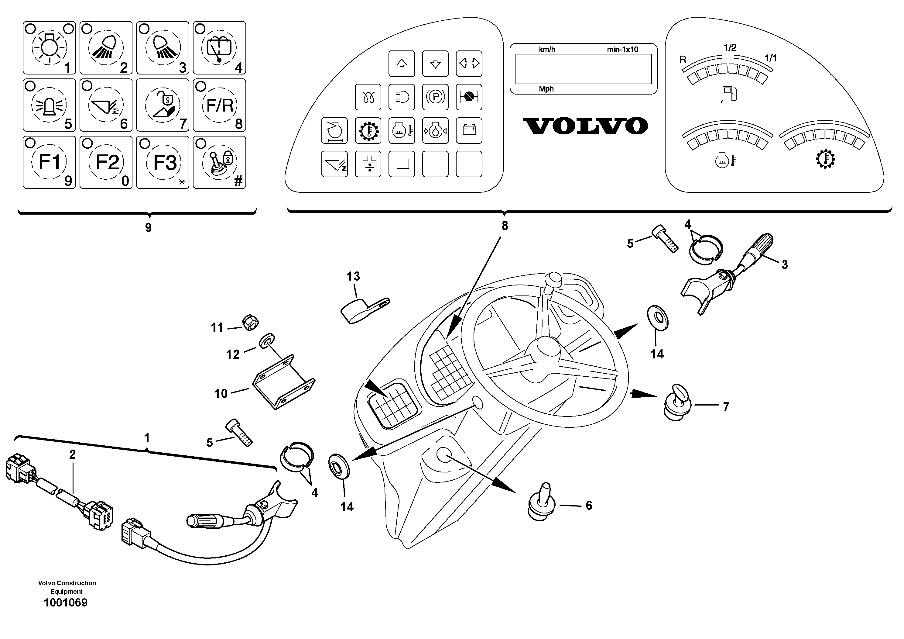 Схема запчастей Volvo L45B - 85697 Instruments panel L45B S/N 1941500 - S/N 1951500 -