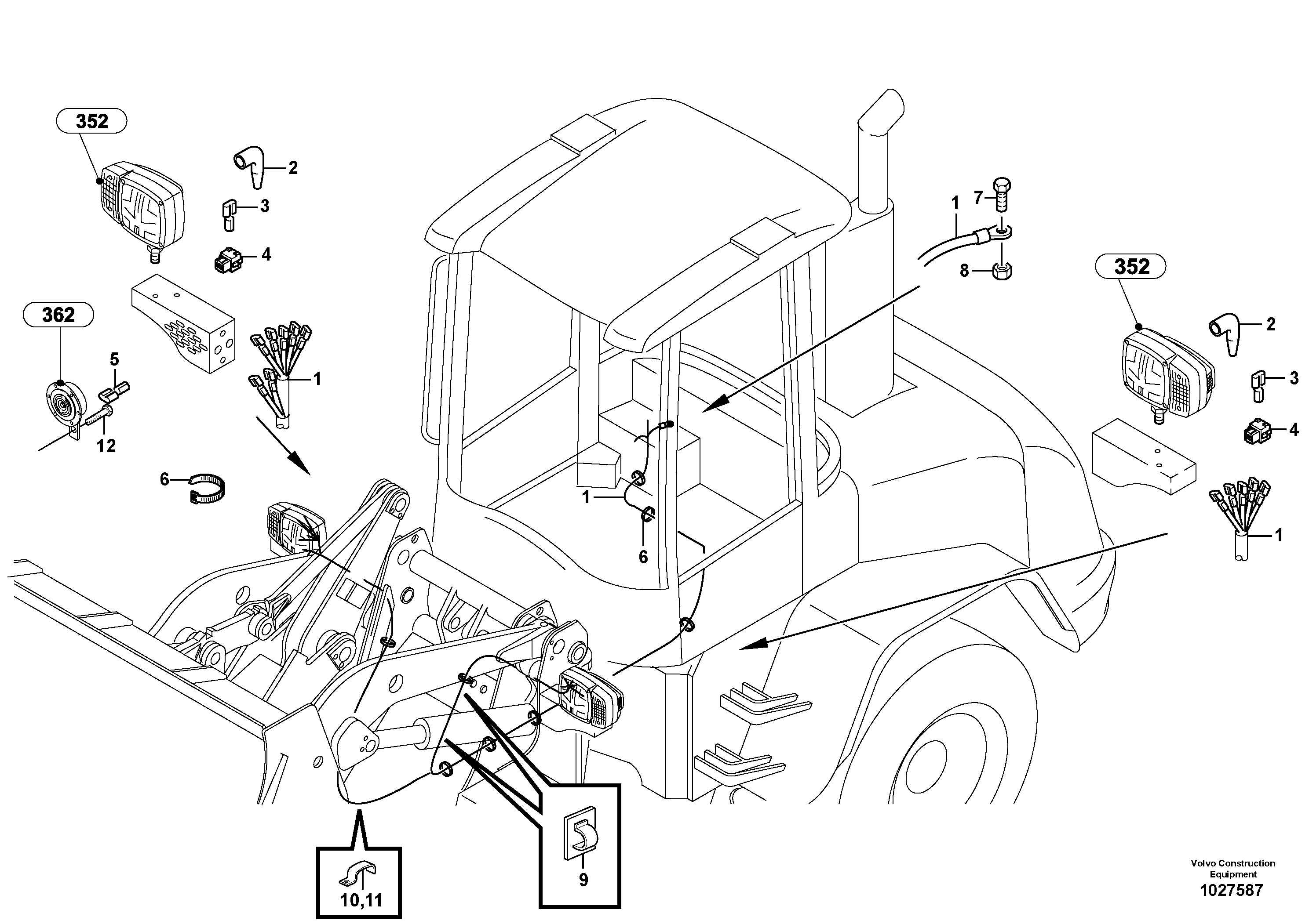 Схема запчастей Volvo L45B - 1347 Cable tree, front L45B TYPE 194, 195 SER NO - 1499