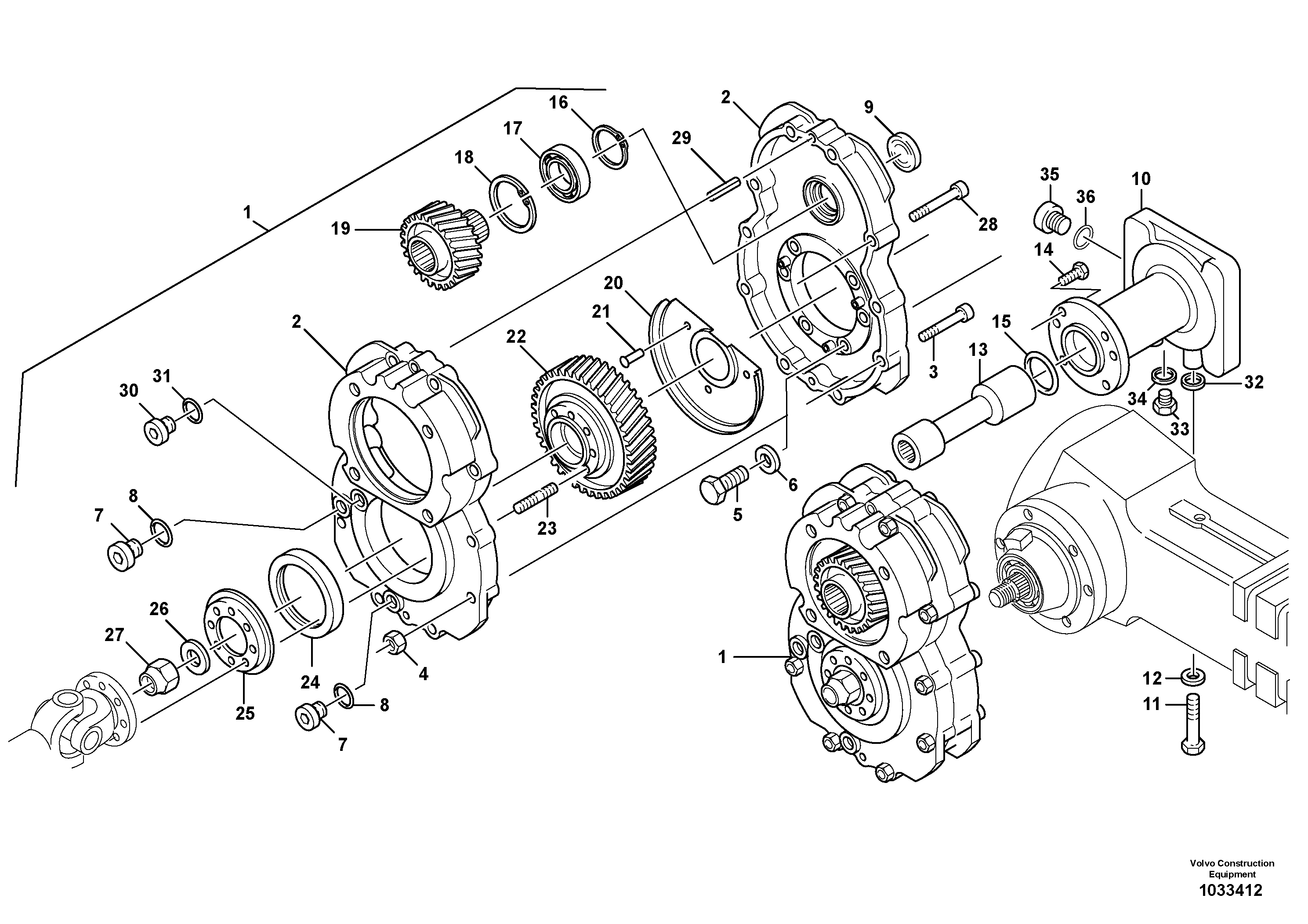 Схема запчастей Volvo L45B - 418 Gearbox assy L45B TYPE 194, 195 SER NO - 1499