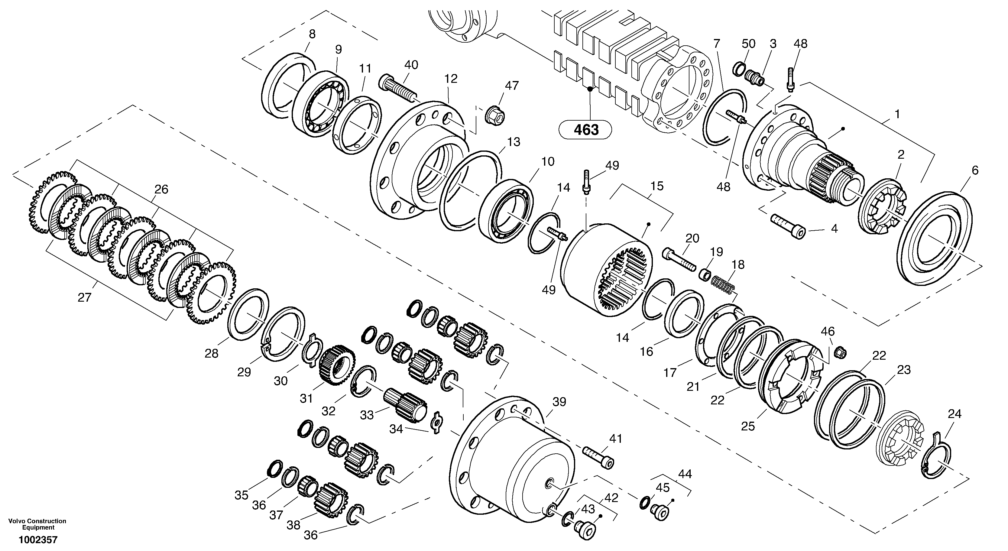 Схема запчастей Volvo L45B - 365 Final drive - Portal-rear axle L45B TYPE 194, 195 SER NO - 1499
