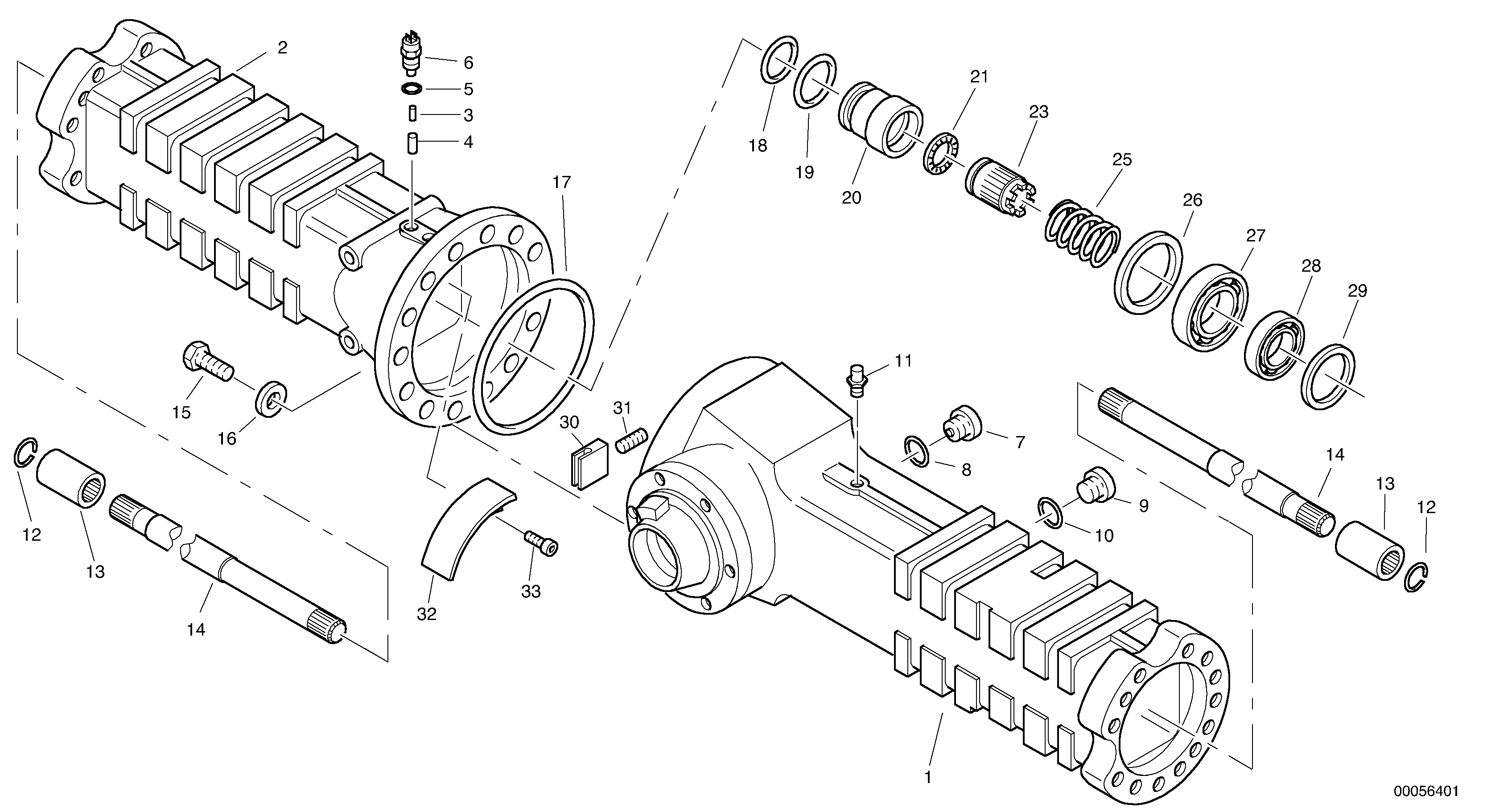 Схема запчастей Volvo L45B - 453 Картер (корпус) заднего моста L45B TYPE 194, 195 SER NO - 1499