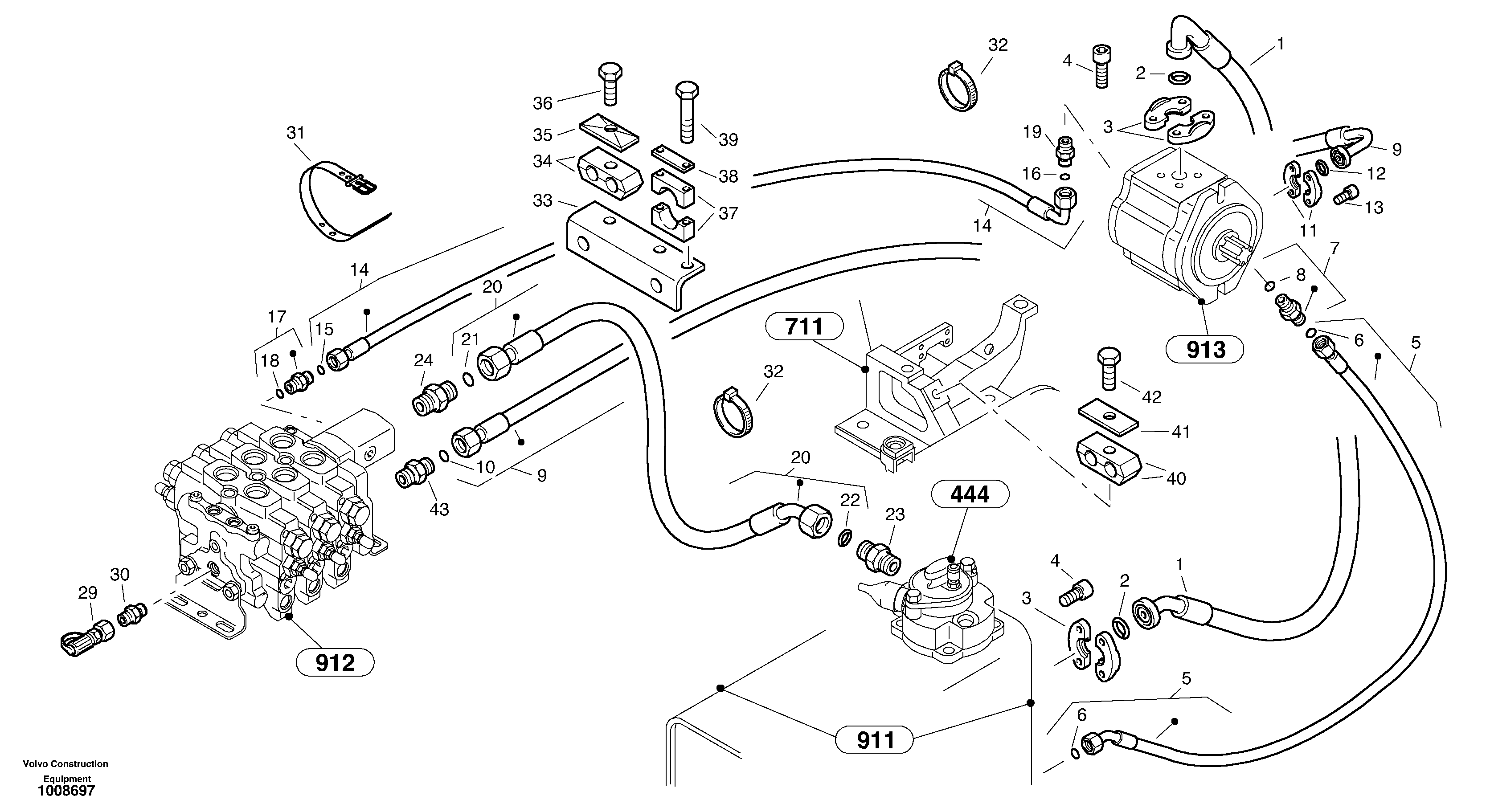 Схема запчастей Volvo L45B - 7826 Lines - rear vehicle L45B S/N 1941500 - S/N 1951500 -