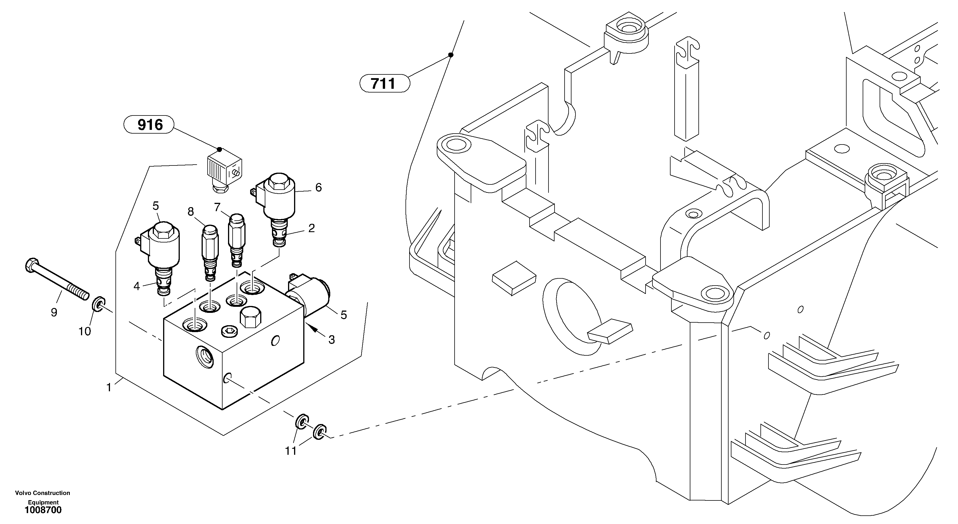Схема запчастей Volvo L45B - 3657 Control valve - Boom suspension system (BSS) L45B S/N 1941500 - S/N 1951500 -