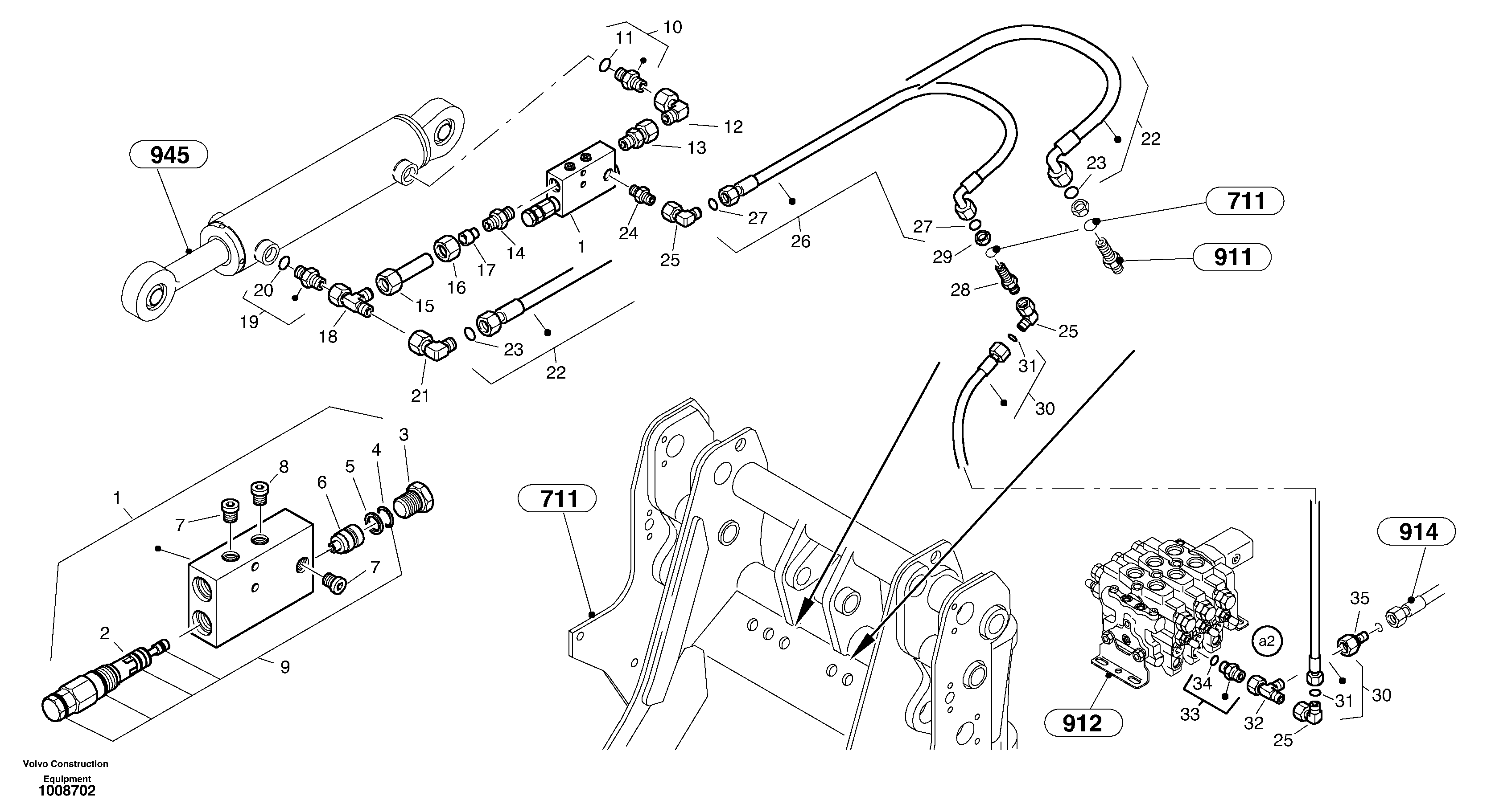 Схема запчастей Volvo L45B - 3660 Line fracture safety - Tilt L45B S/N 1941500 - S/N 1951500 -
