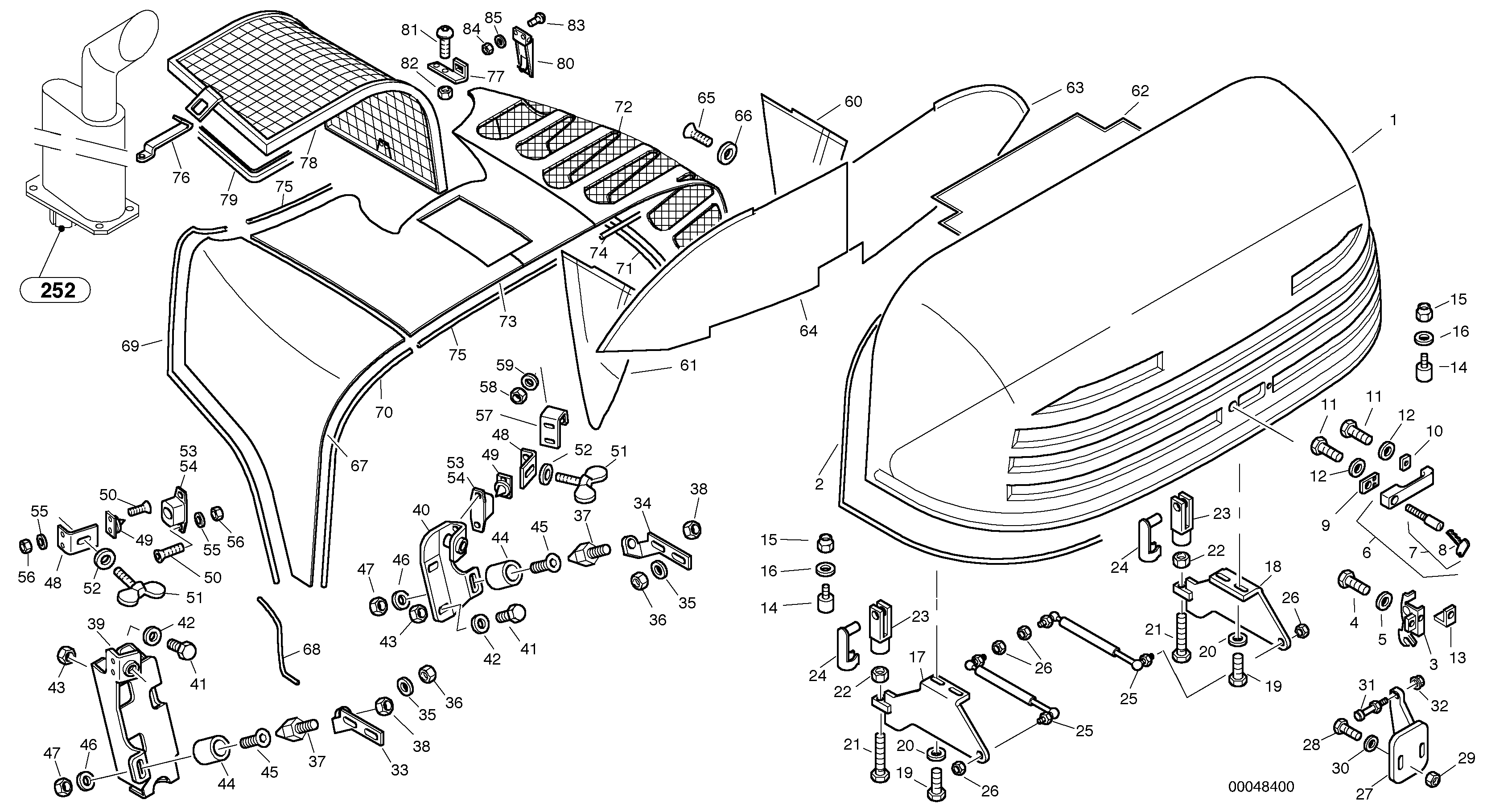 Схема запчастей Volvo L45B - 9546 Engine hood L45B TYPE 194, 195 SER NO - 1499
